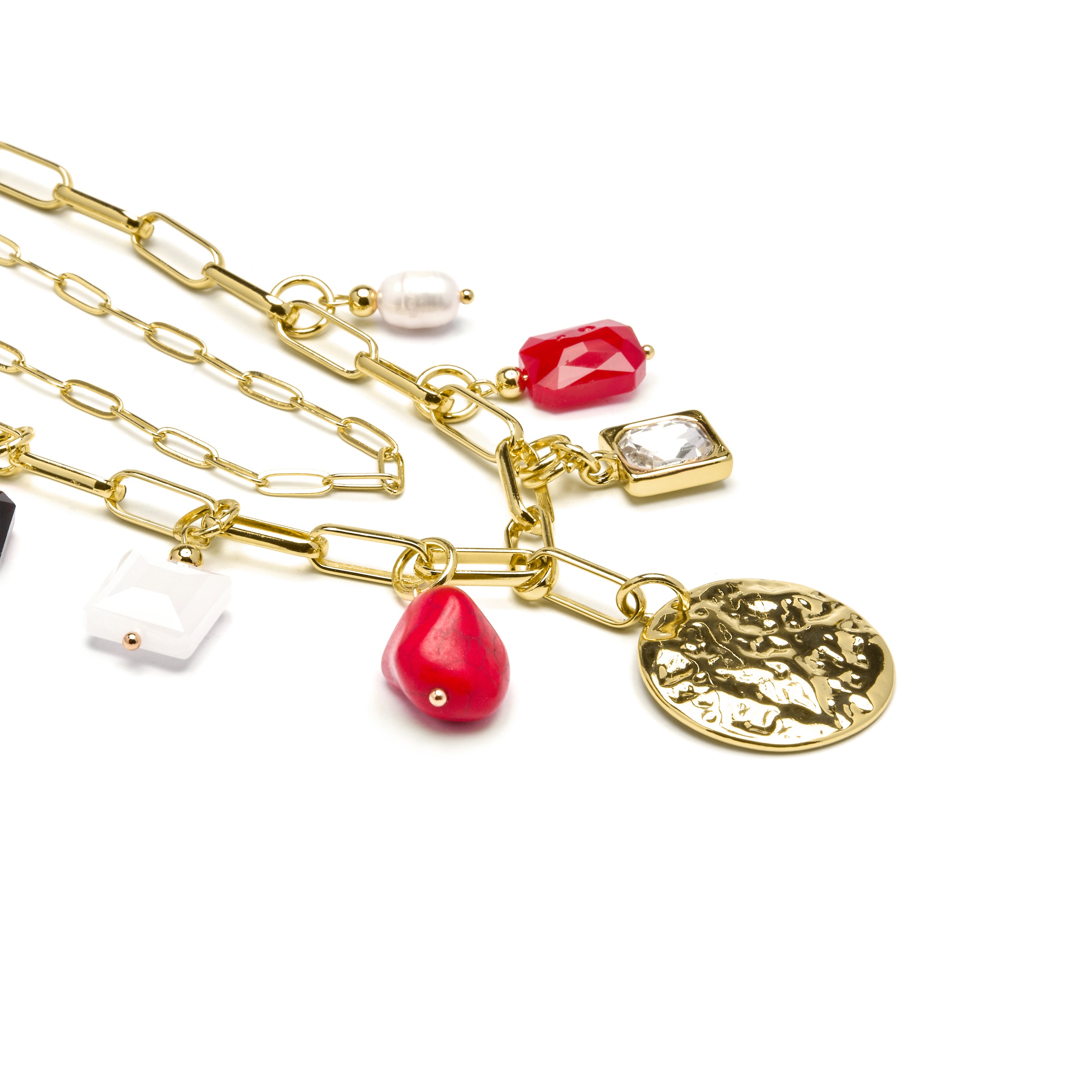 Collier finition or jaune 18k et corail - Lyho