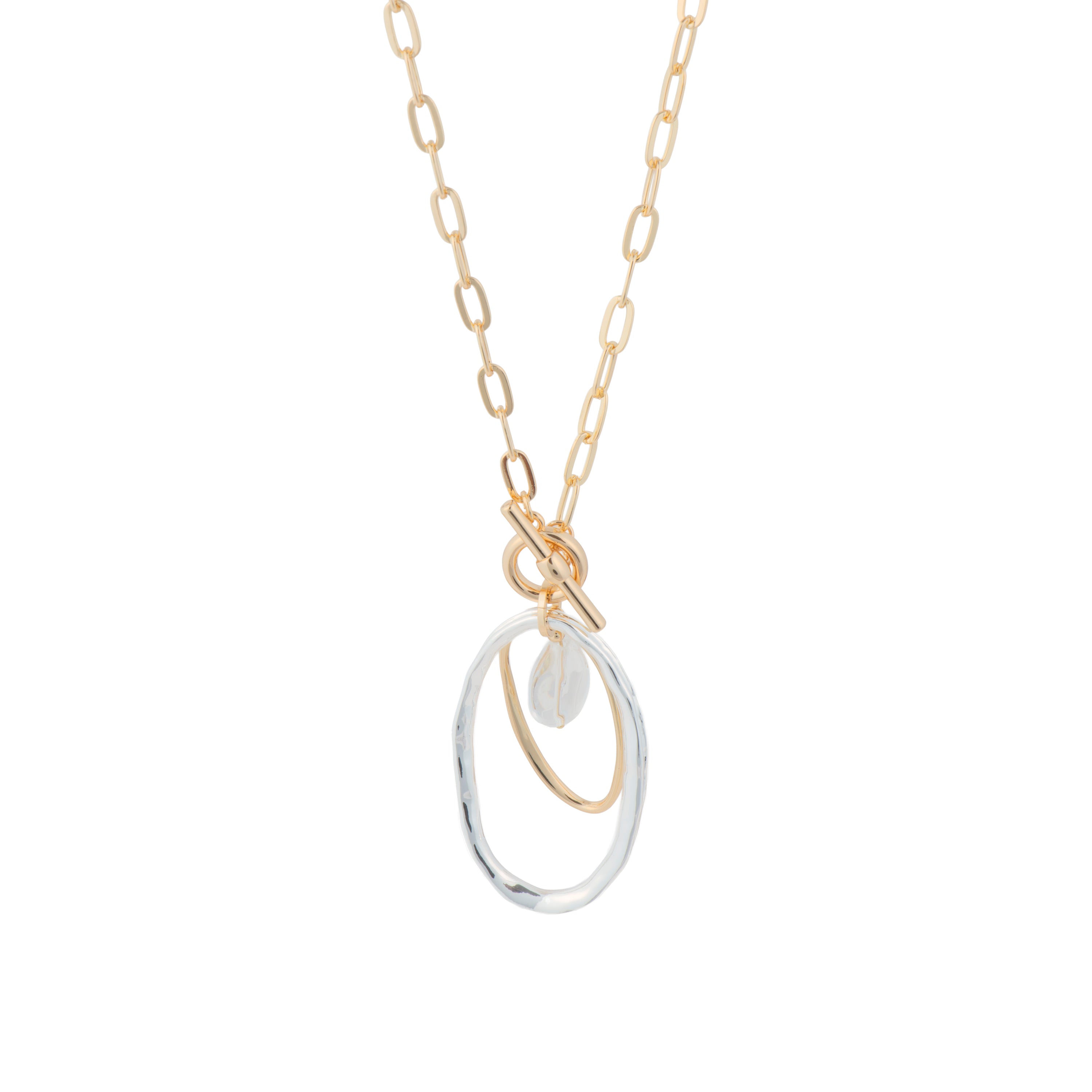 Weiße Perlenkette mit 18k Gelbgold-Finish - Belefi
