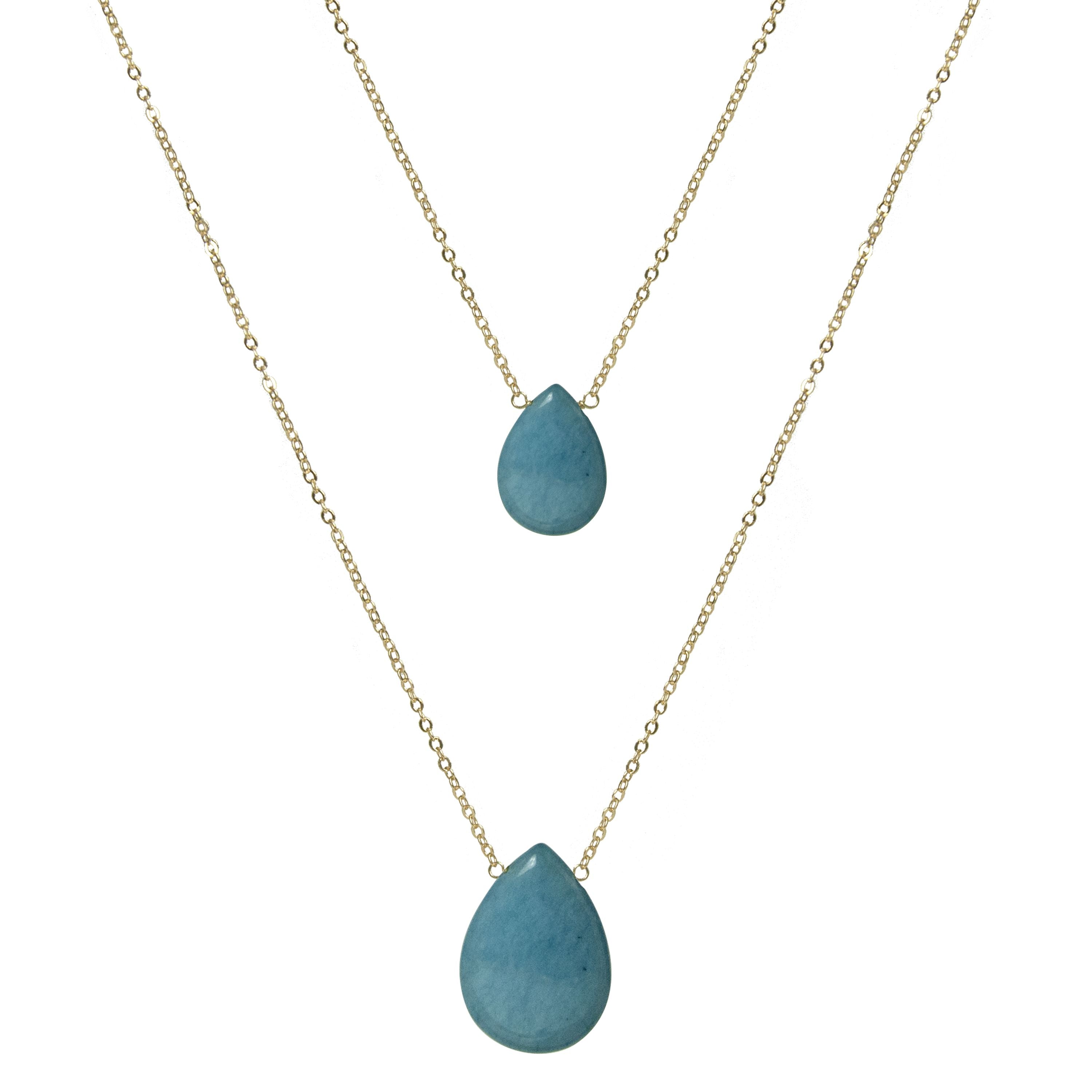 Blue Agate Necklace finished in 18K yellow gold - Abelia