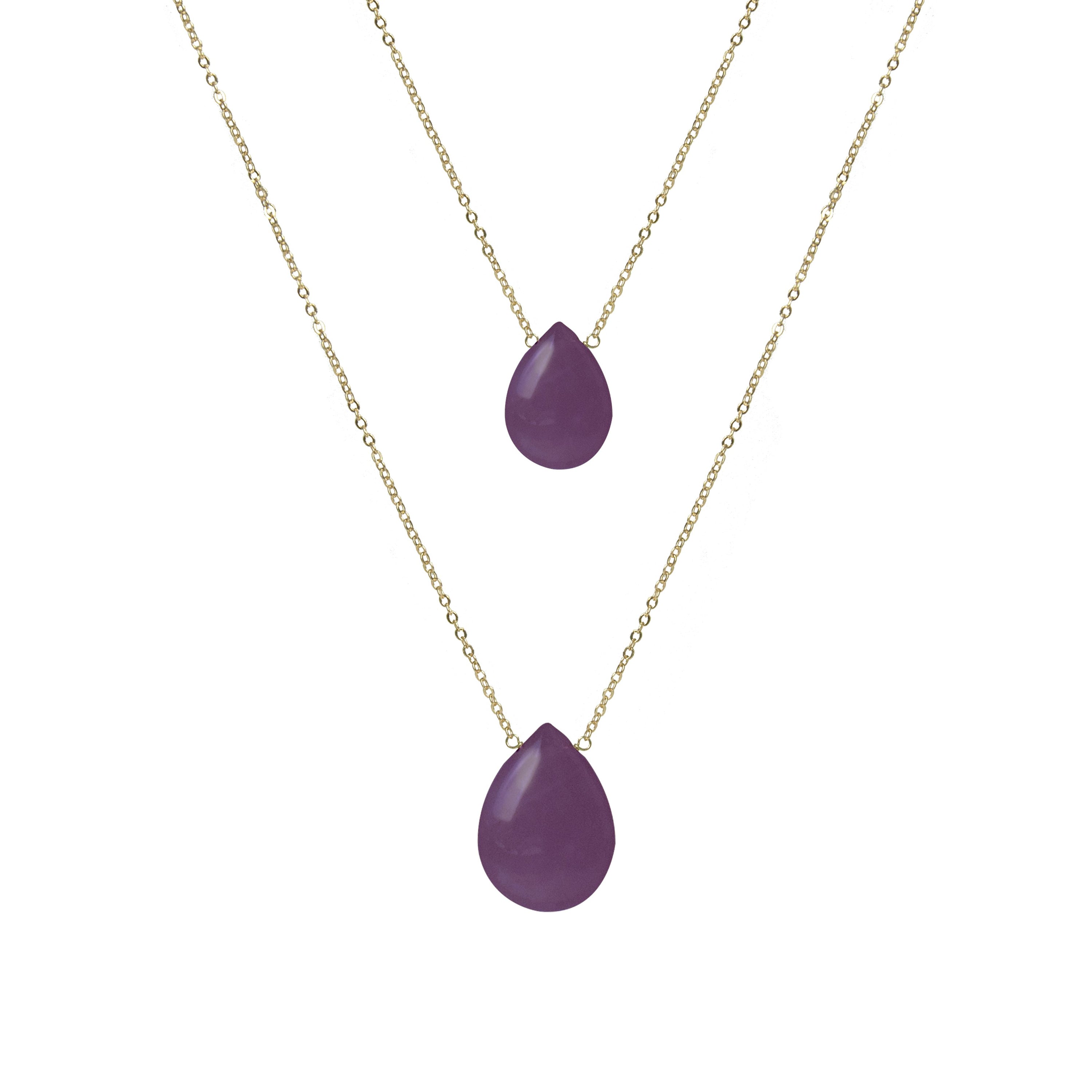 Natural Amethyst Necklace finished in 18K yellow gold - Abelia