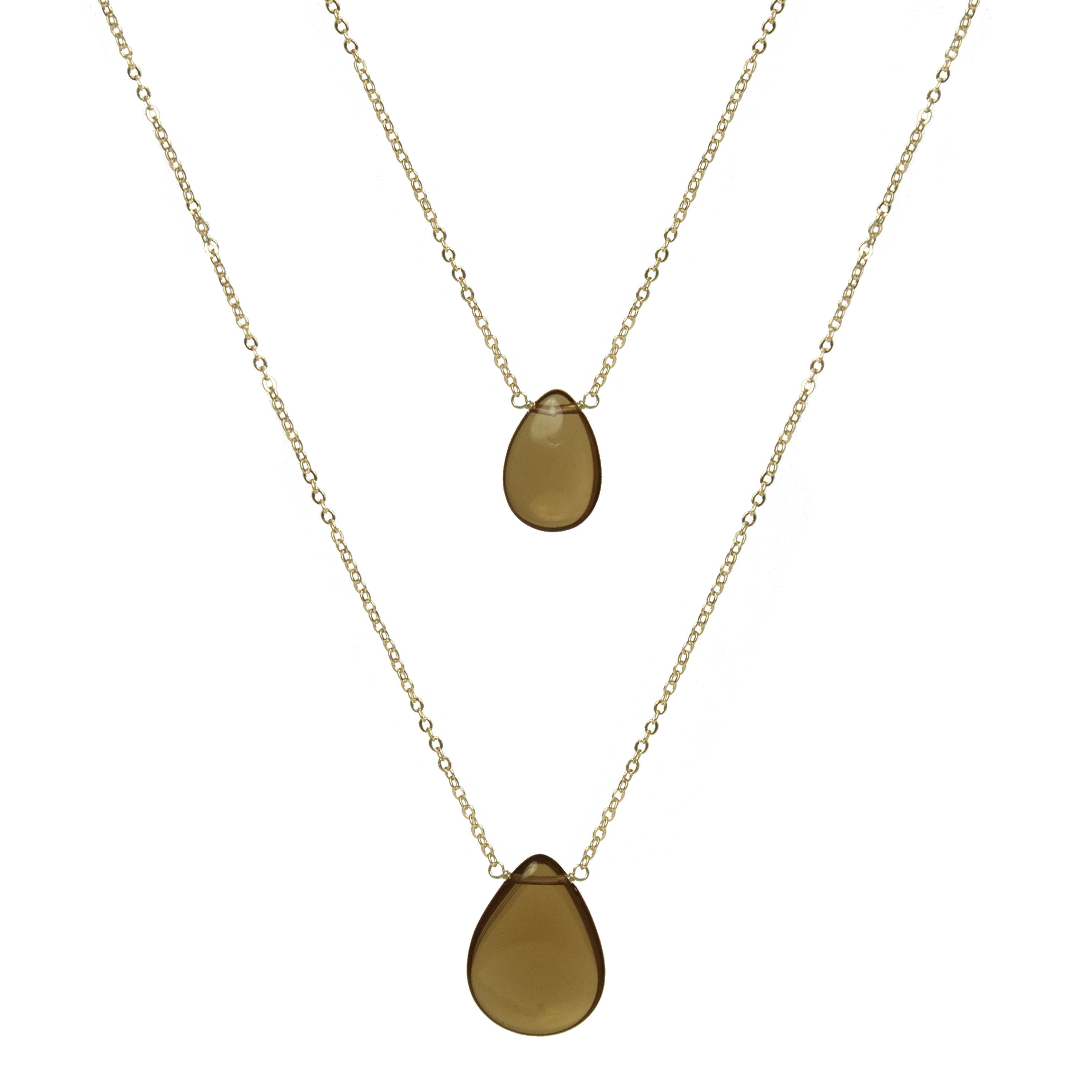 Collar de Cuarzo Ahumado Cristal de Roca acabado en oro amarillo 18K - Abelia