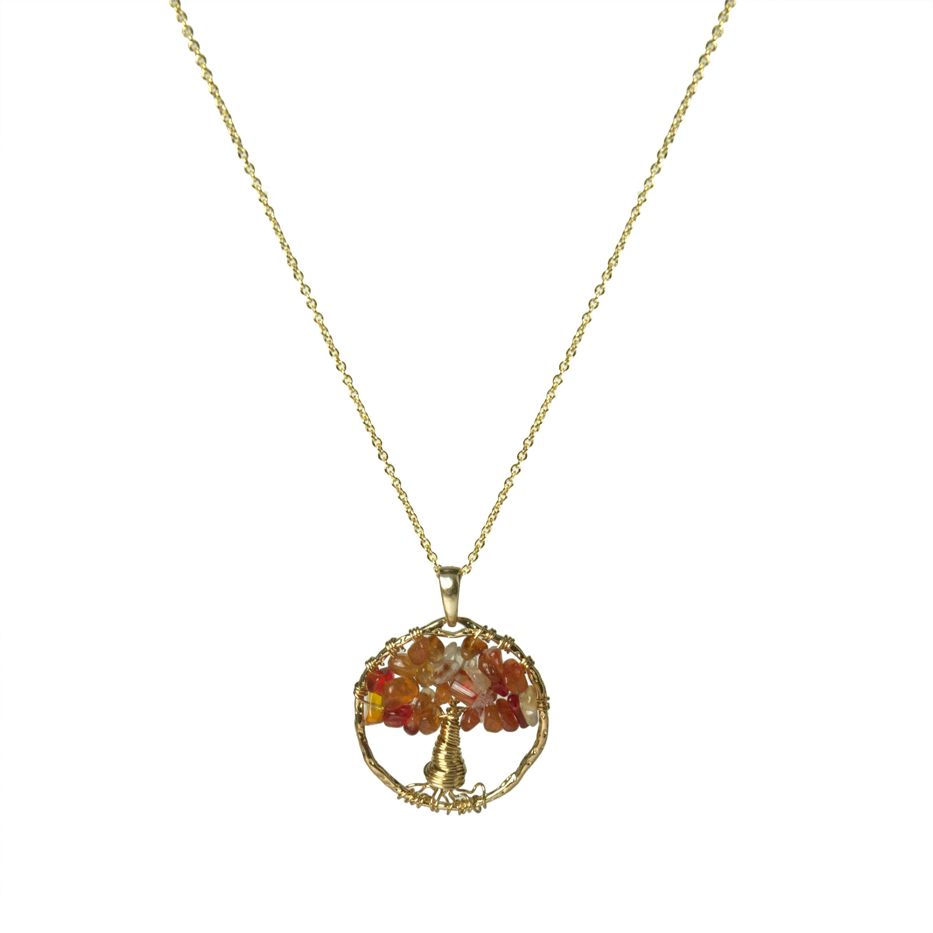 Collier en agate rouge fini en or jaune 18K - Budleia
