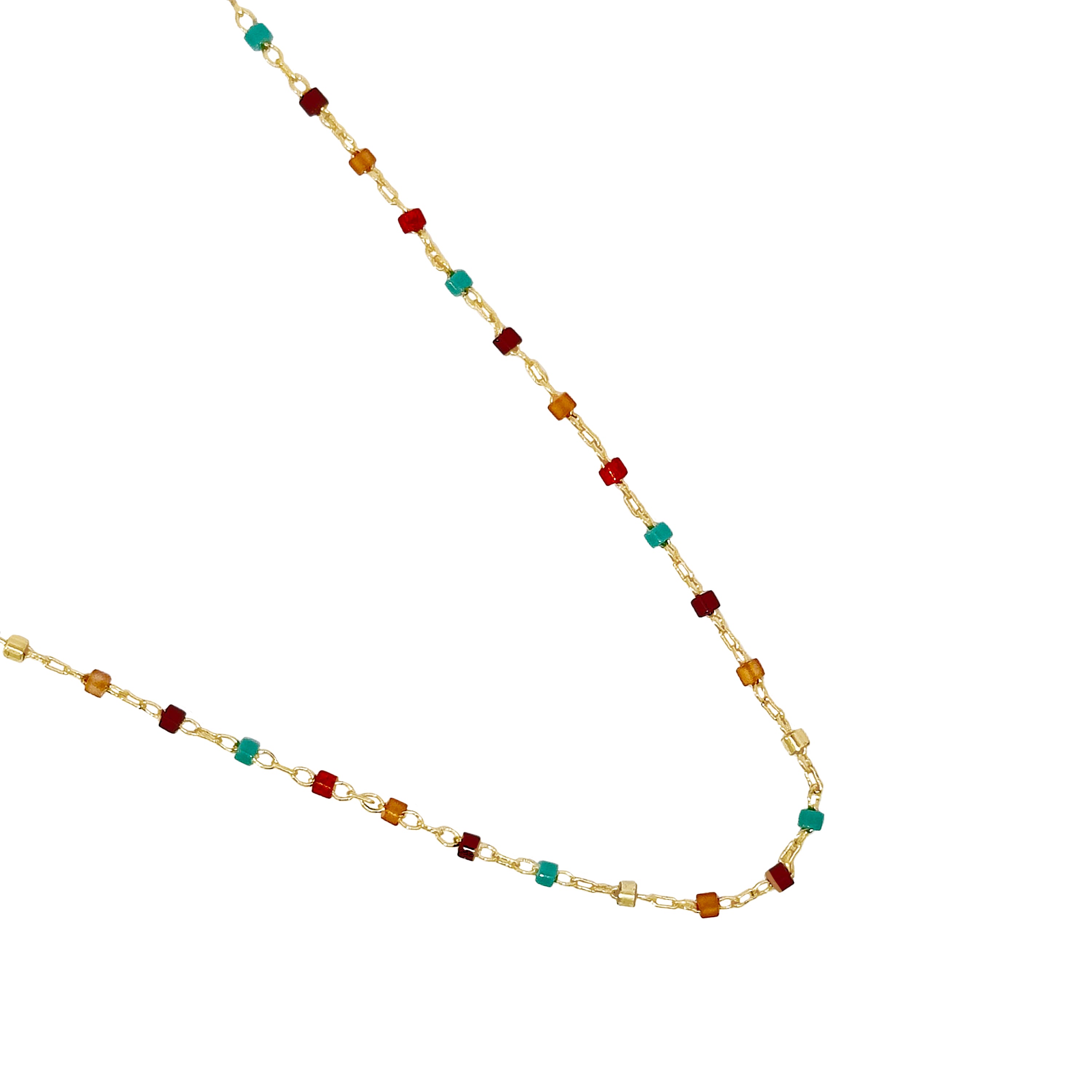 Collar de Cuarzo Hidrotermal Multicolor acabado en oro amarillo 18K - Nespo