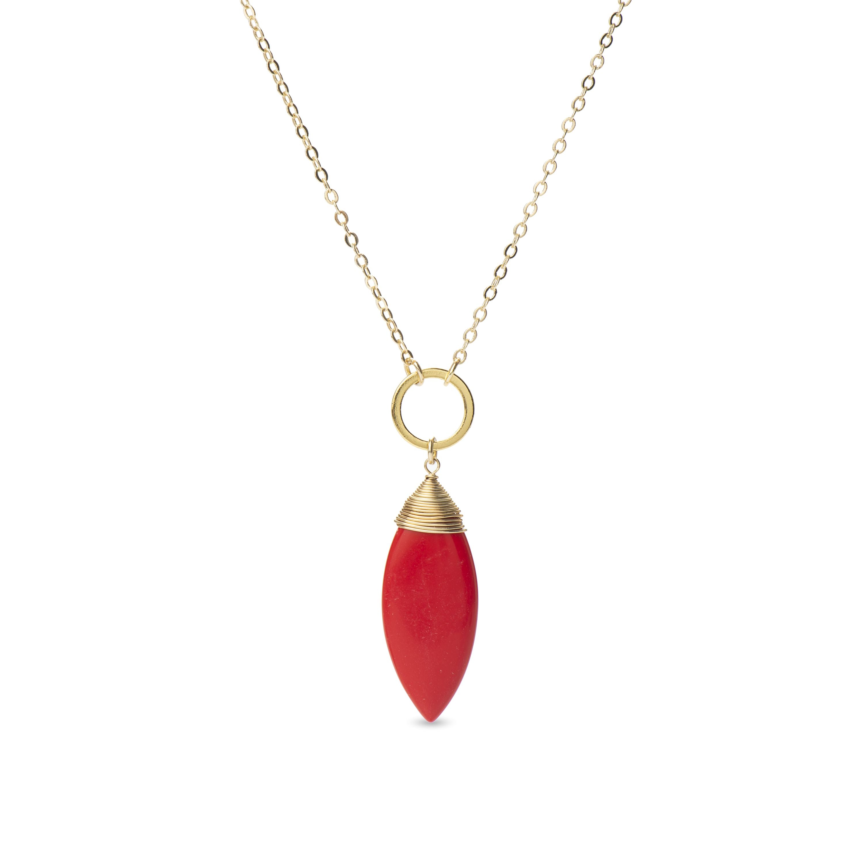 Coral necklace finished in 18K yellow gold - Ayom
