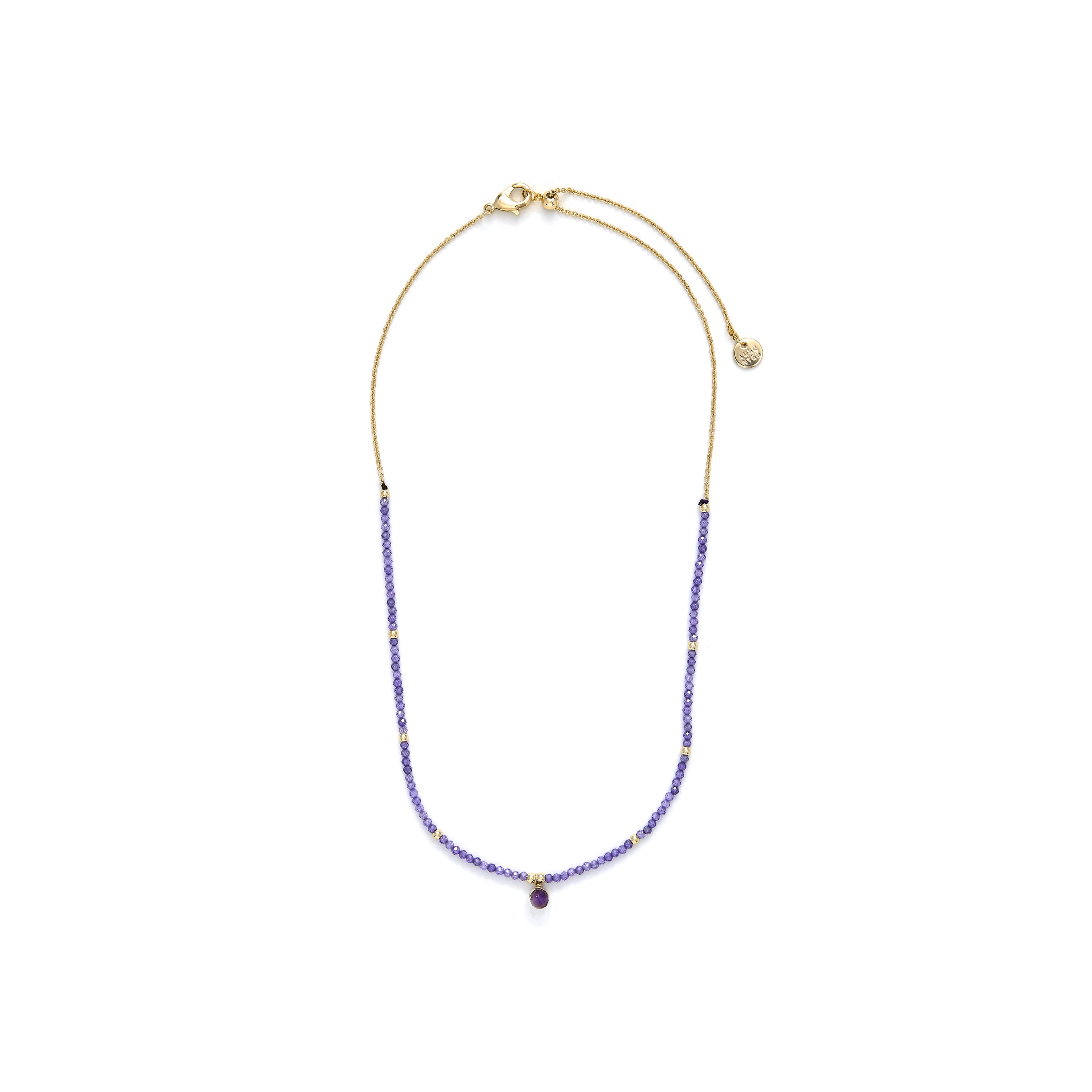 Colar de zircónia ametista com acabamento em ouro amarelo 18K - Athat