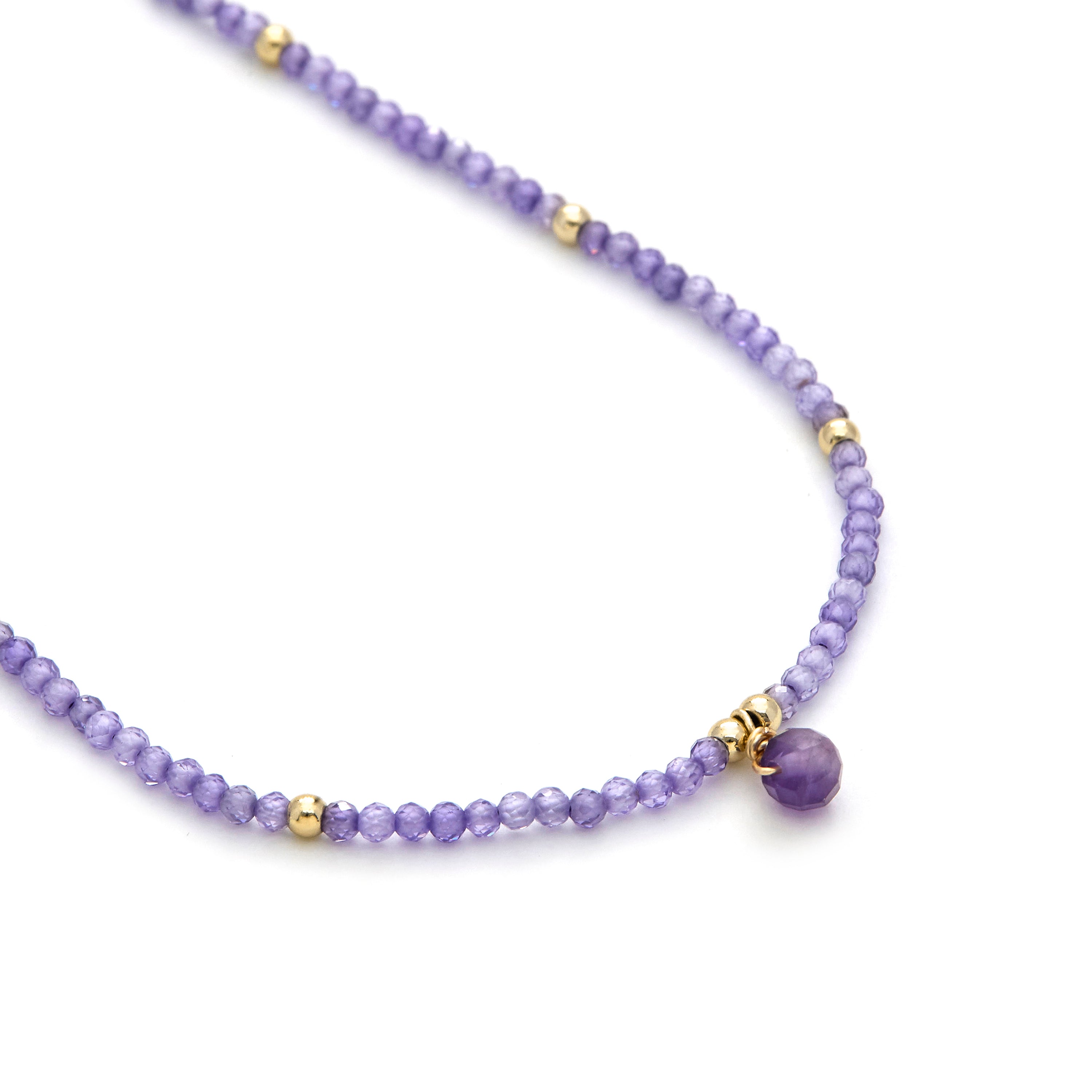 Colar de zircónia ametista com acabamento em ouro amarelo 18K - Athat