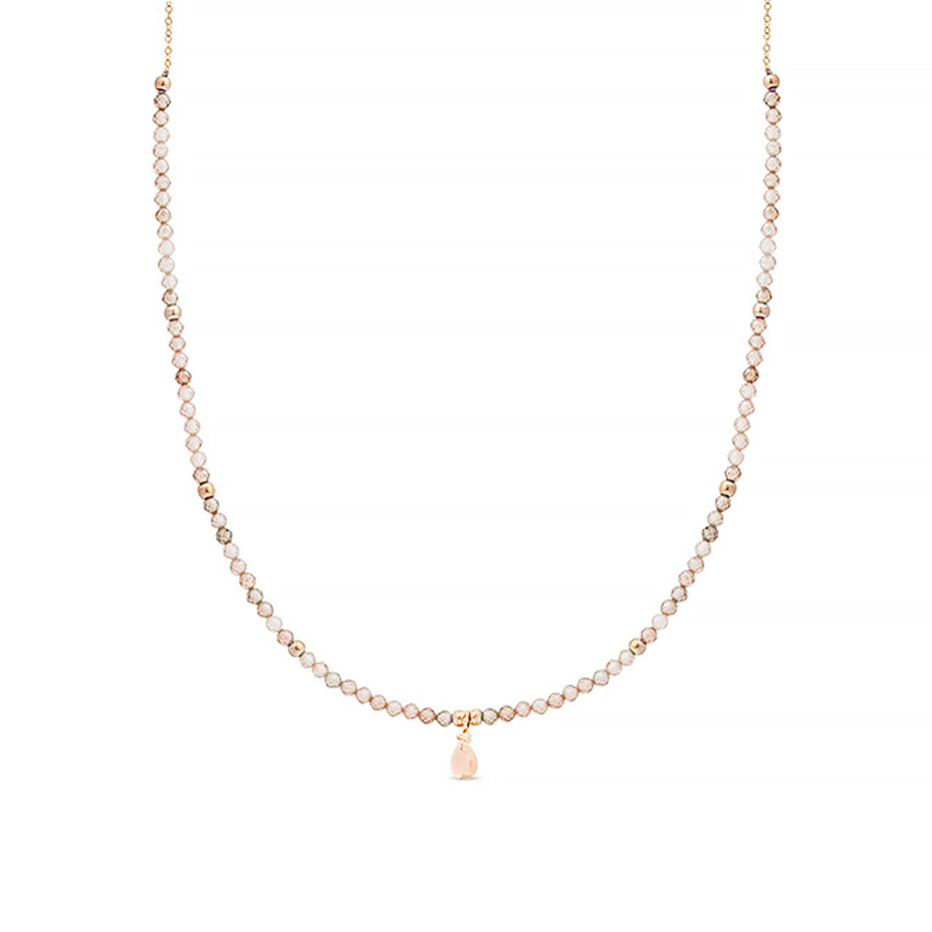 Colar de zircónia champanhe com acabamento em ouro amarelo 18K - Athat
