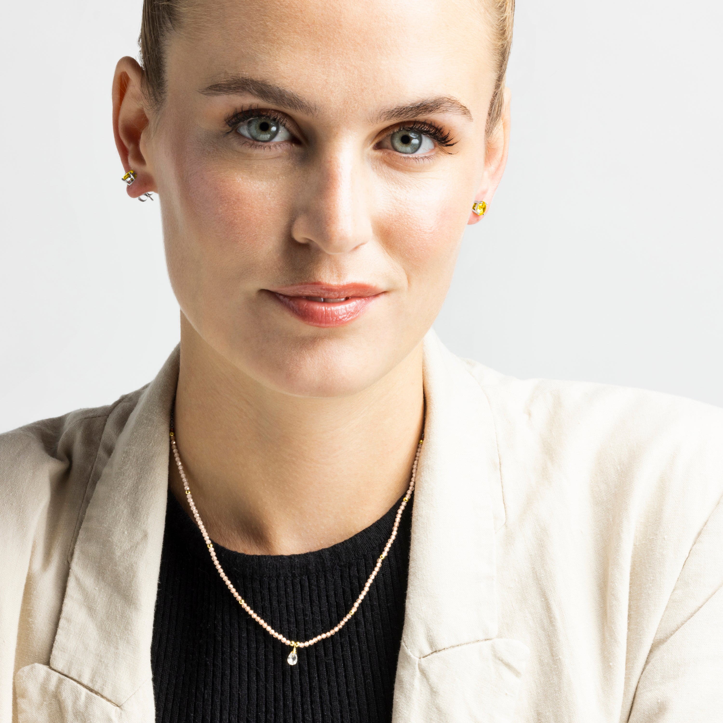 Collier en zirconium champagne finition or jaune 18K - Athat