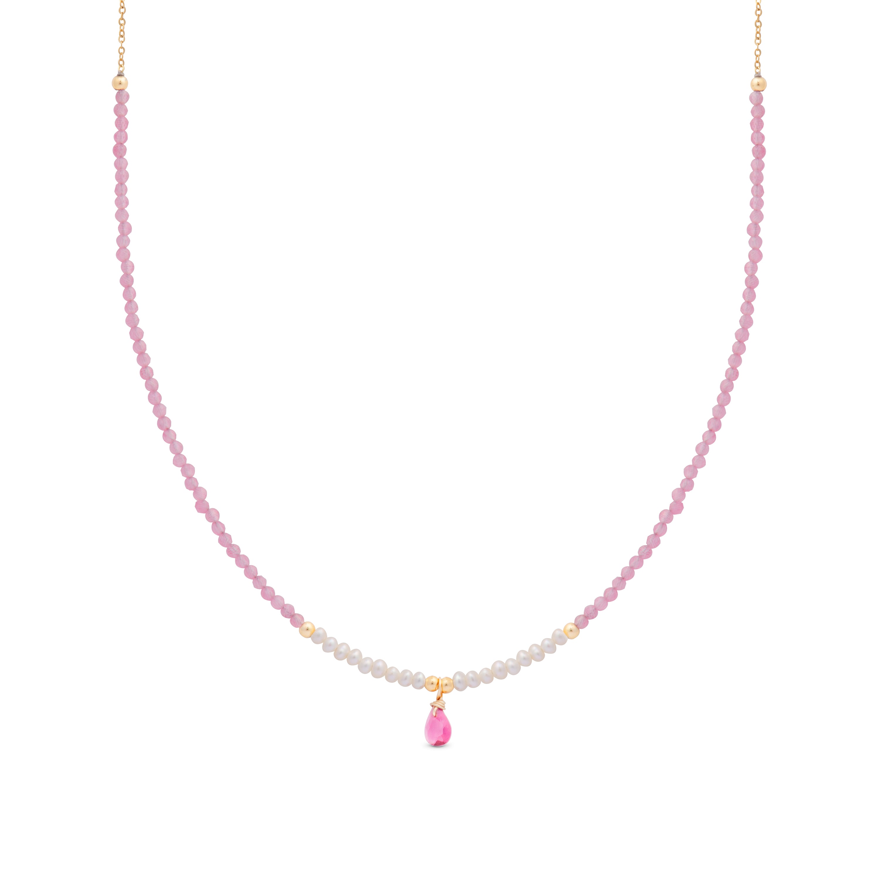 Pink Tourmaline Necklace Finished in 18K Yellow Gold - Athat