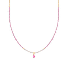 Halskette aus rosa Turmalin mit 18K Gelbgold-Fassung - Athat