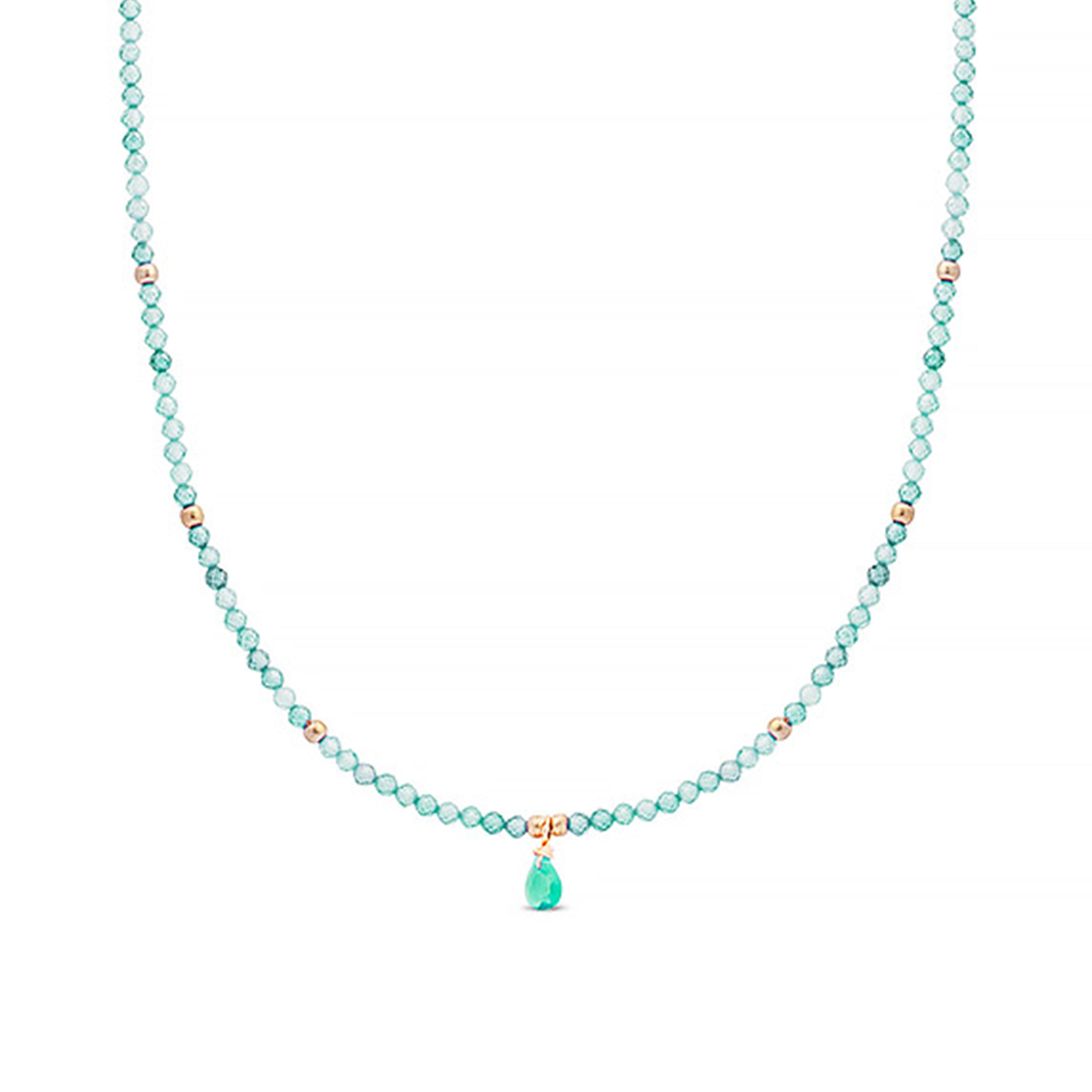 Kette aus Amazonit mit 18K Gelbgold-Finish - Athat