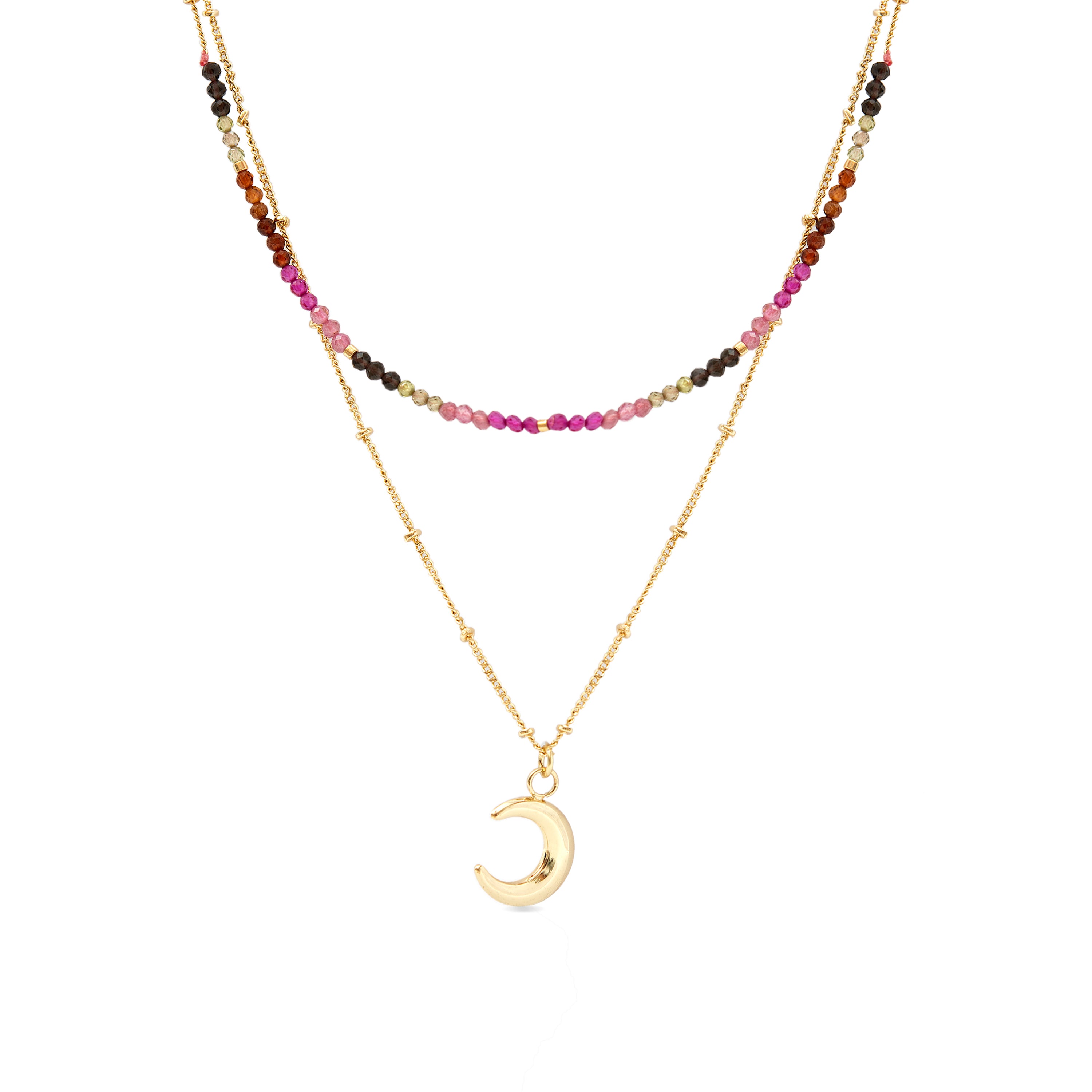 Colar de Cristal Multicolor acabado em ouro amarelo 18K - Noko