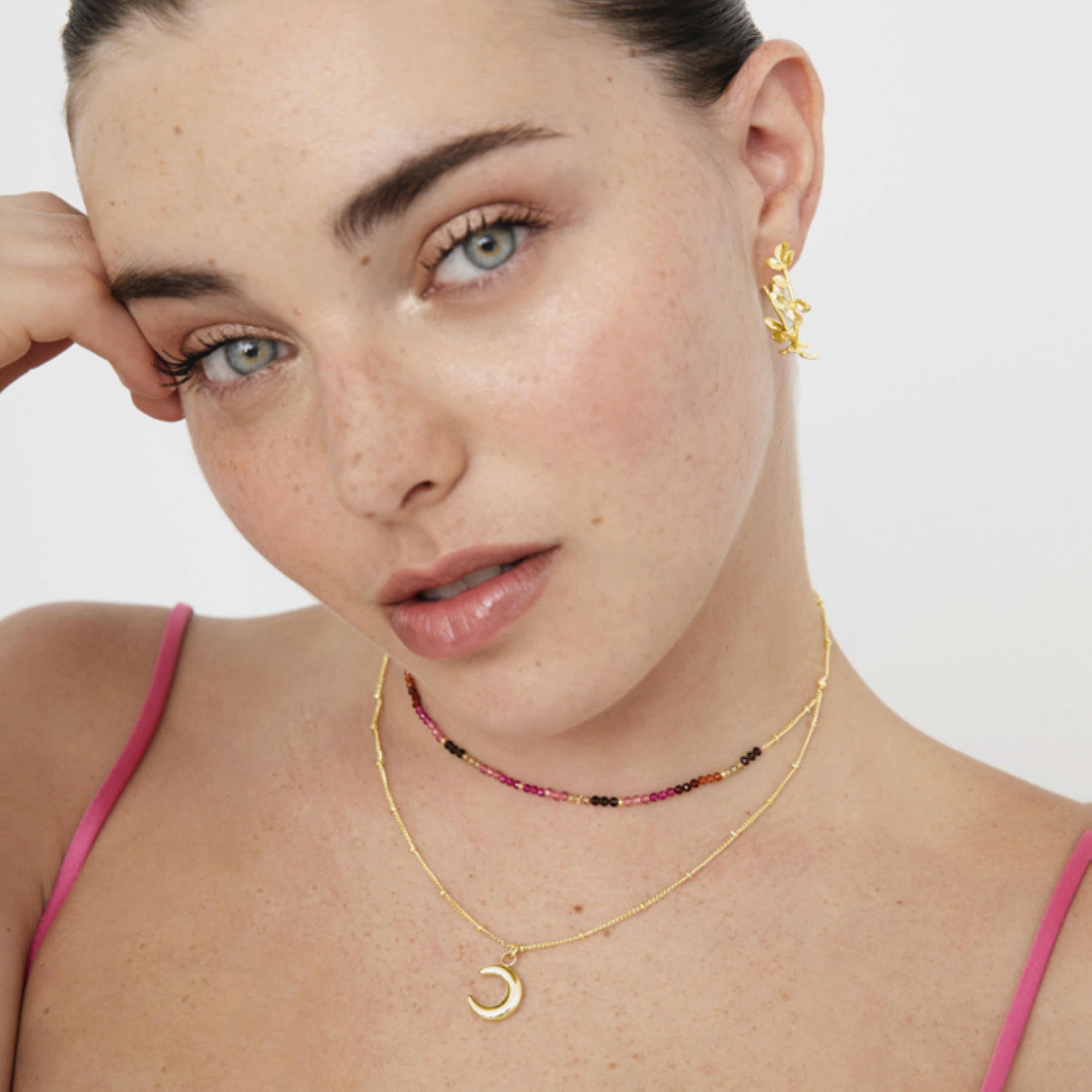 Colar de Cristal Multicolor acabado em ouro amarelo 18K - Noko