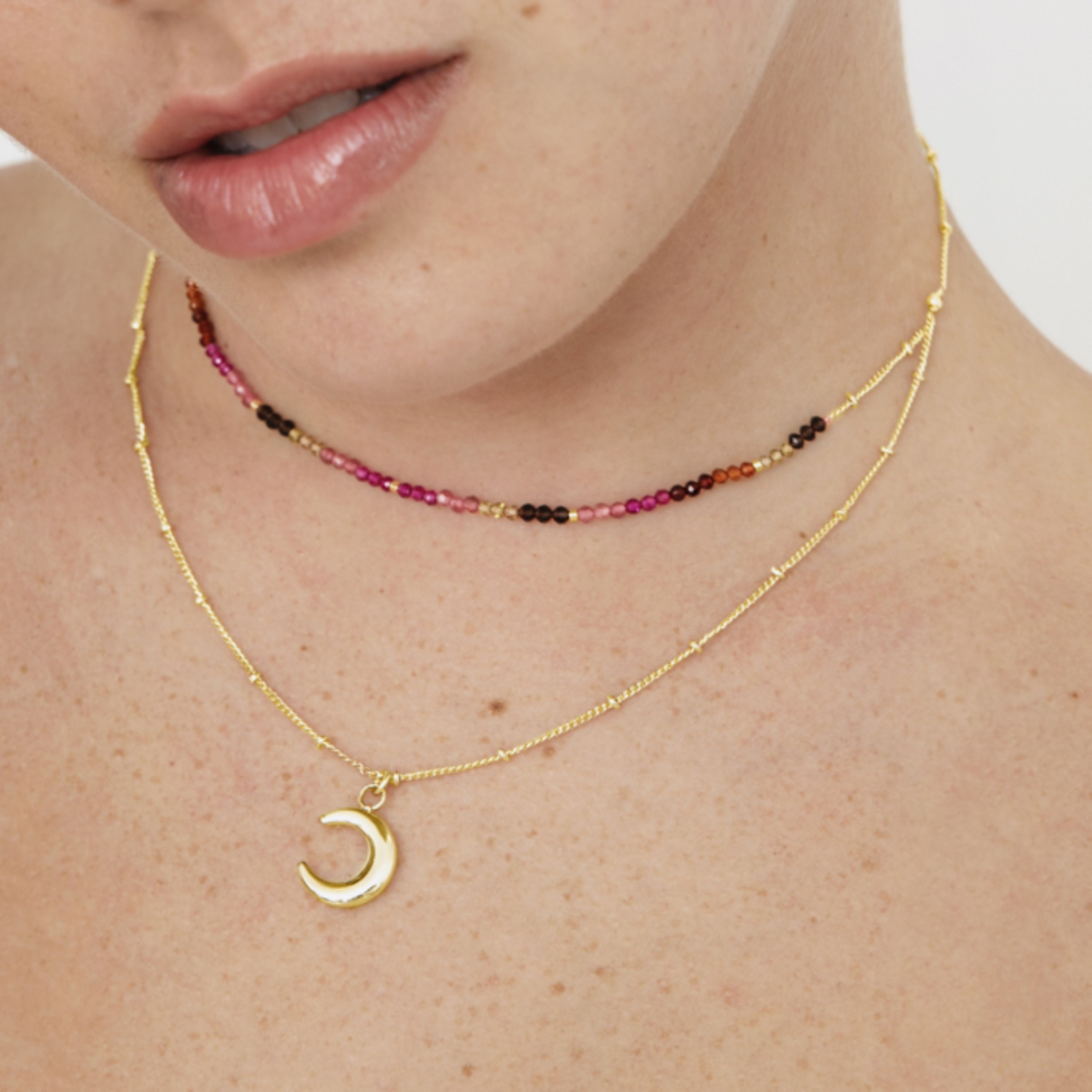 Colar de Cristal Multicolor acabado em ouro amarelo 18K - Noko