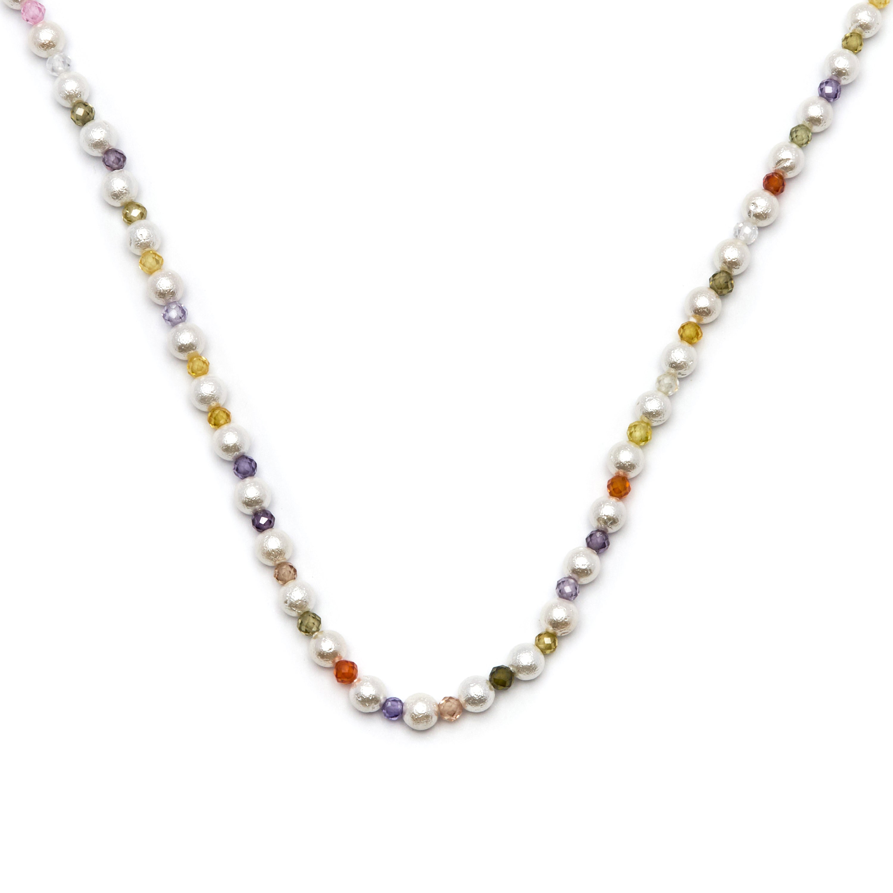 Multicolor Crystal Necklace finished in 18K yellow gold - Amio