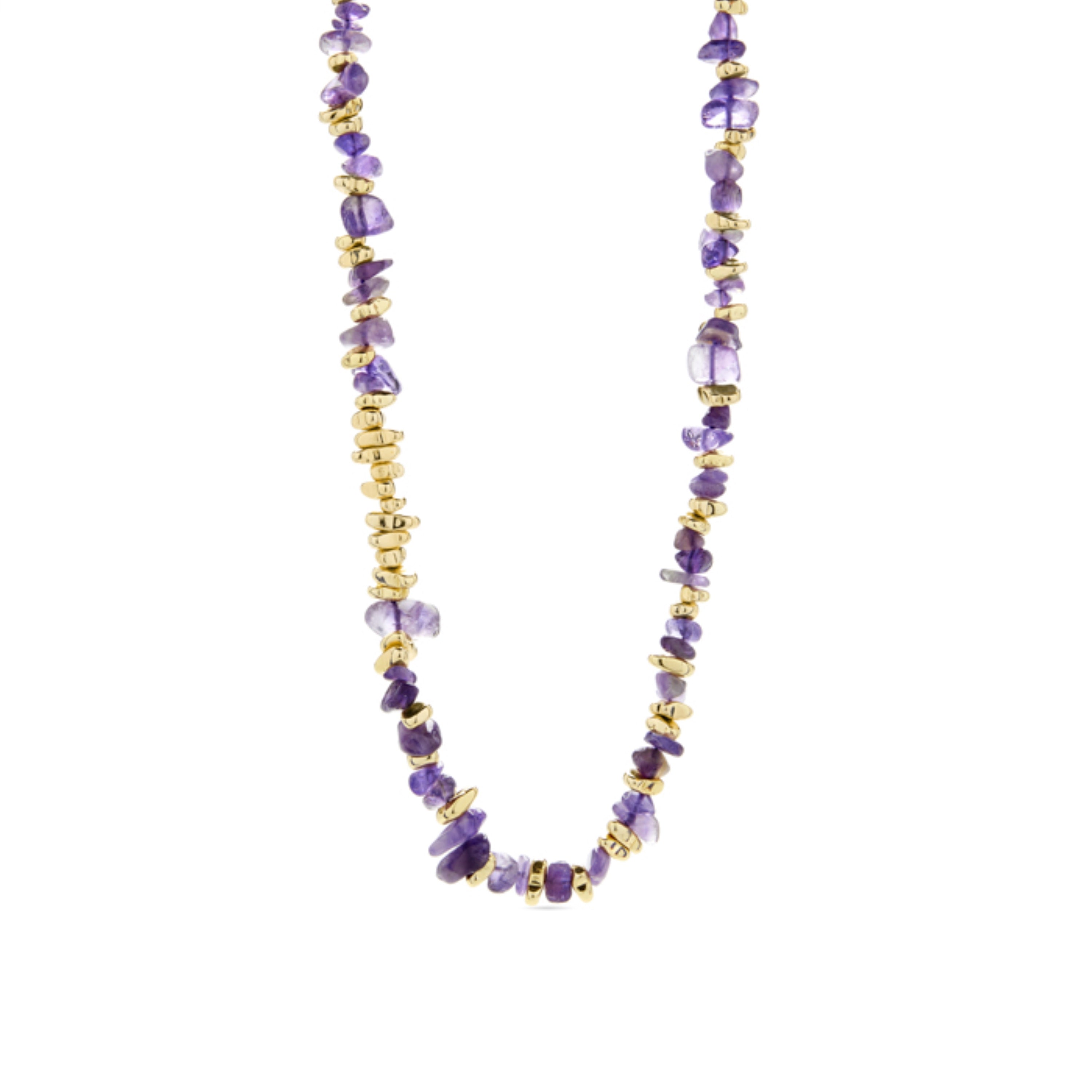Natürliche Amethyst-Halskette mit 18K Gelbgold-Finish - Sygo