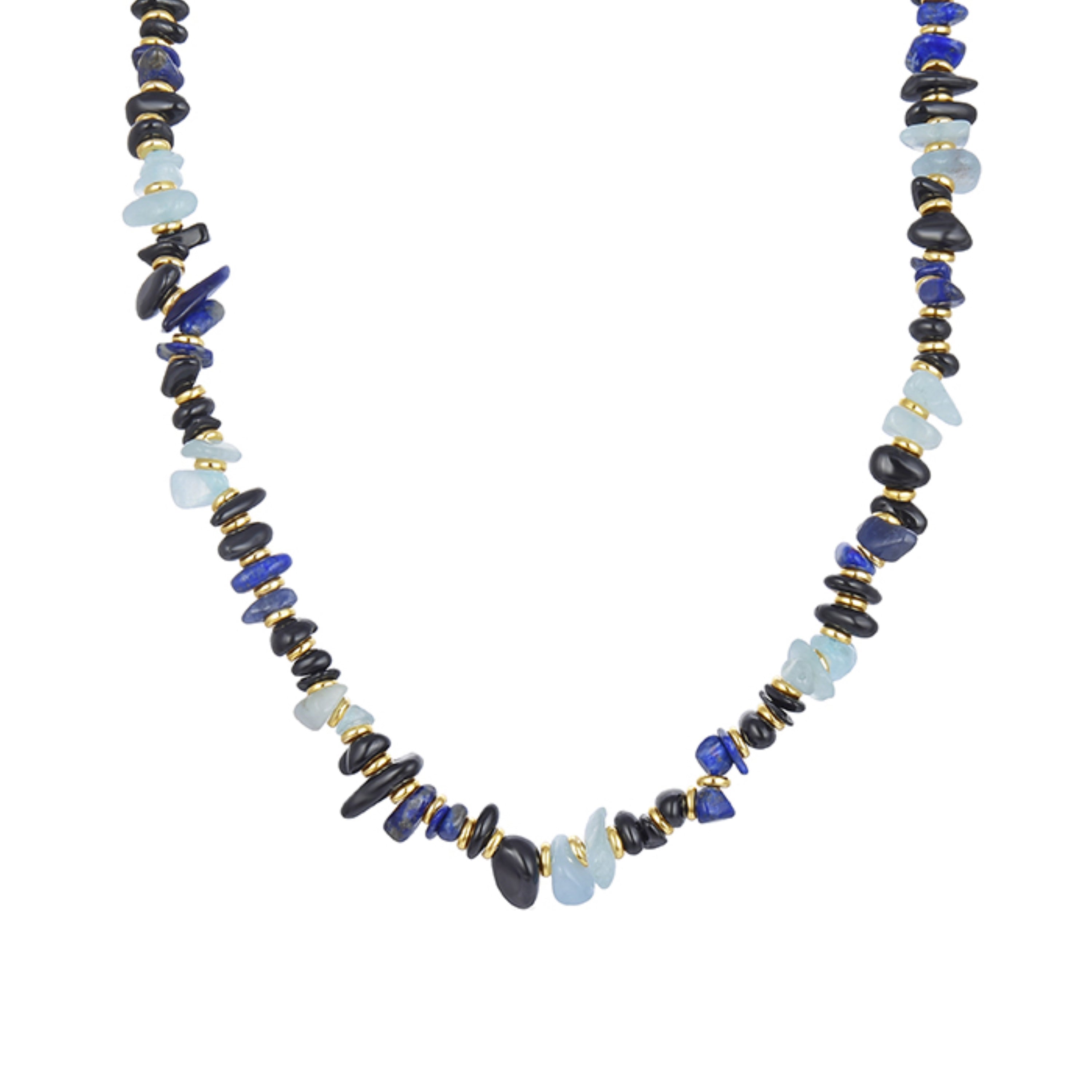 Halskette aus natürlichem Aquamarin mit 18K Gelbgold-Finish - Rixu