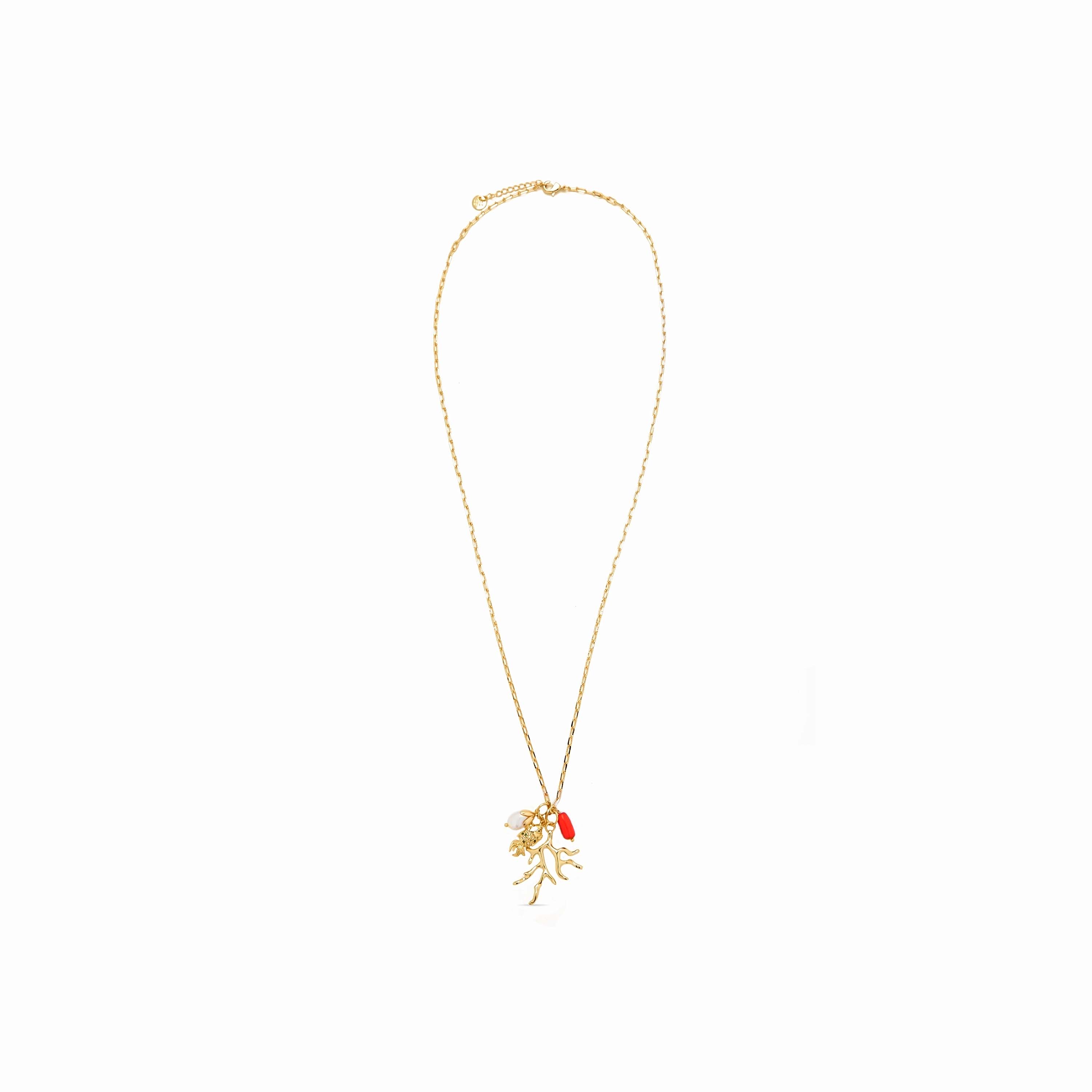 Coral necklace finished in 18K yellow gold - Sylwa