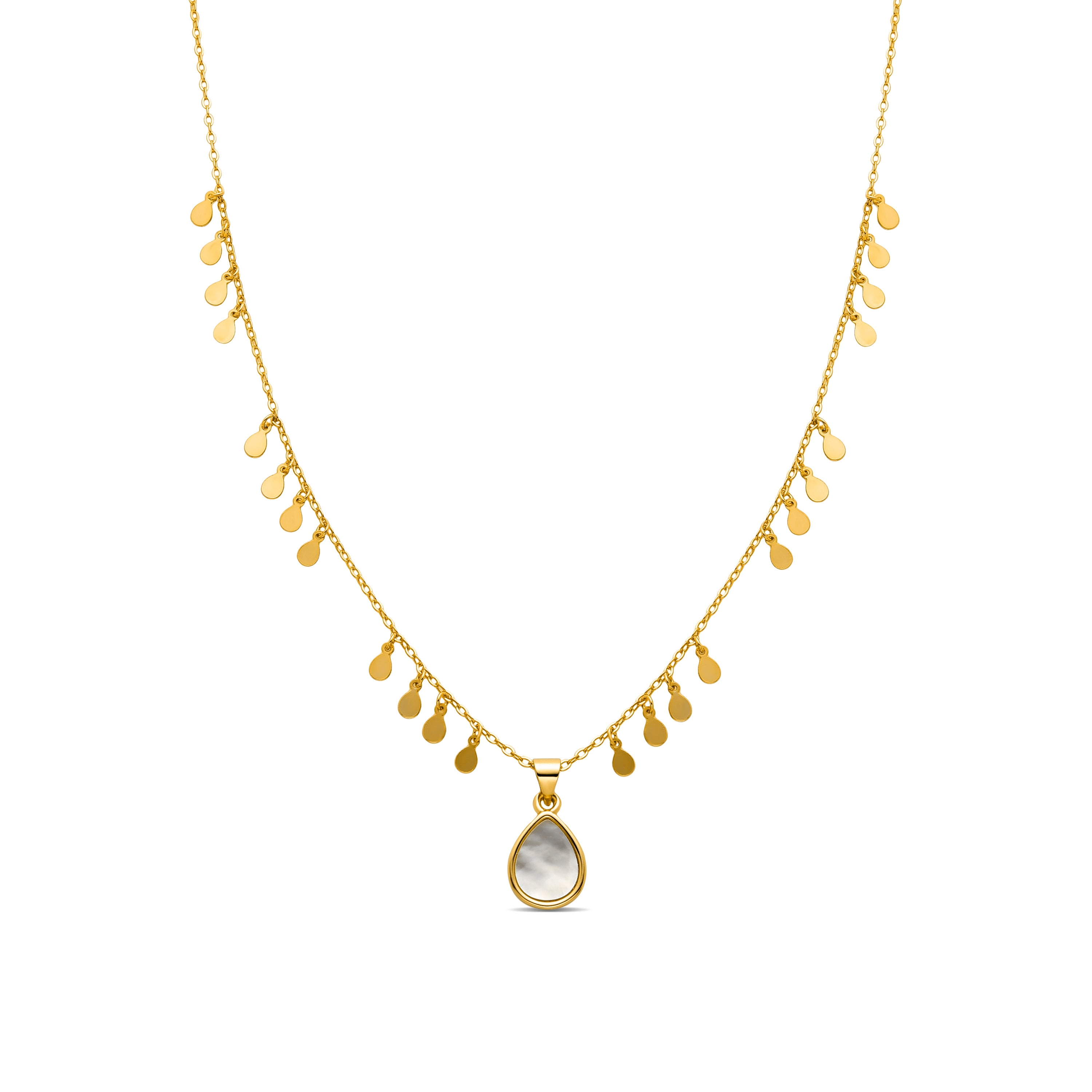 Colar de Madreperola Branca acabado em ouro amarelo 18K - Lain