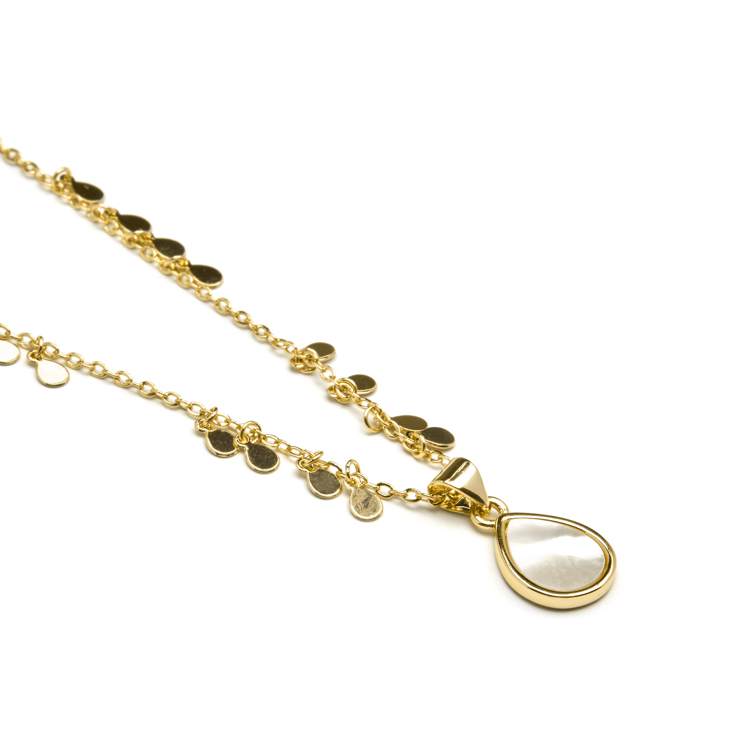 Collier en nacre blanche finition or jaune 18K - Lain