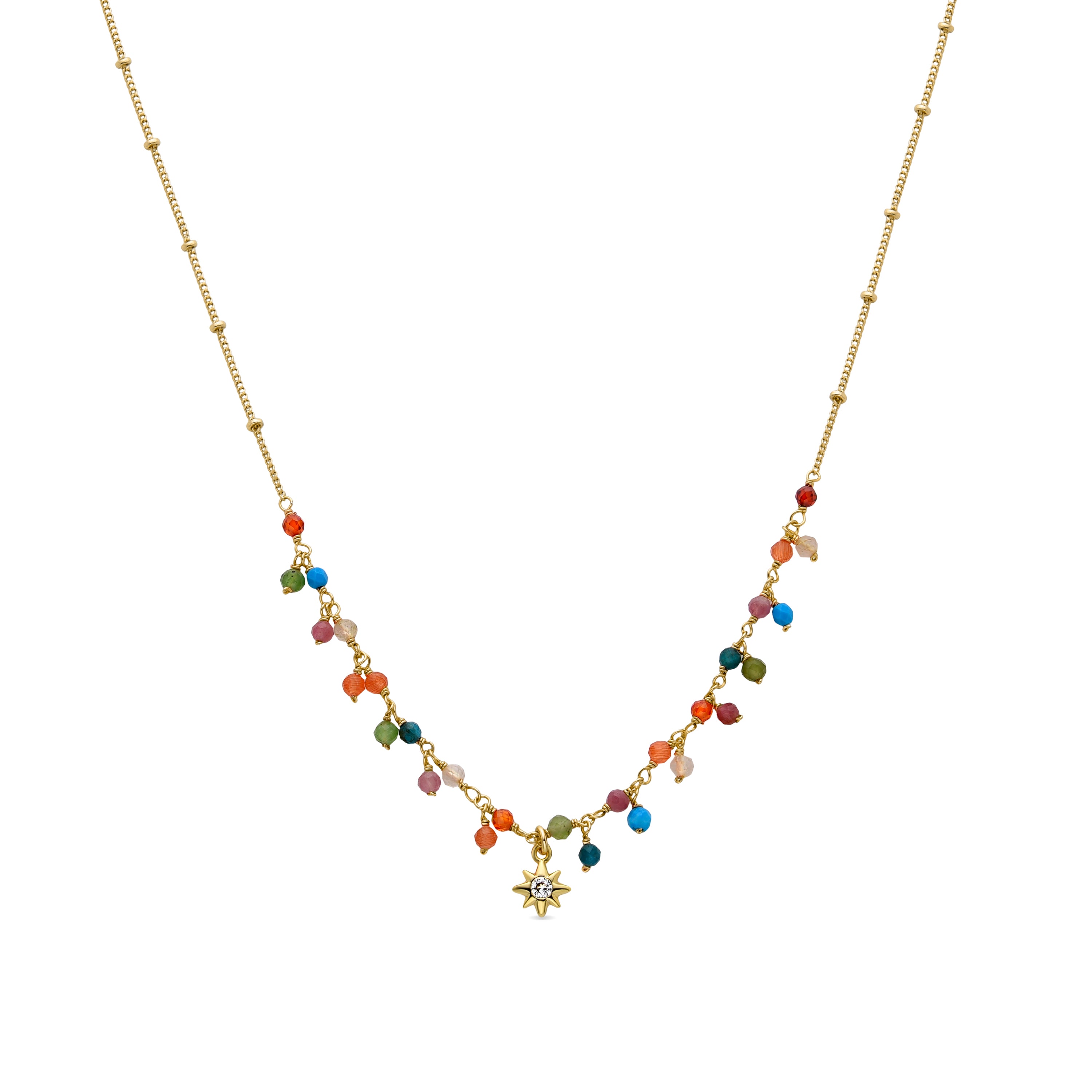 Colar de Cristal Multicolor com acabamento em ouro amarelo 18K - Lision