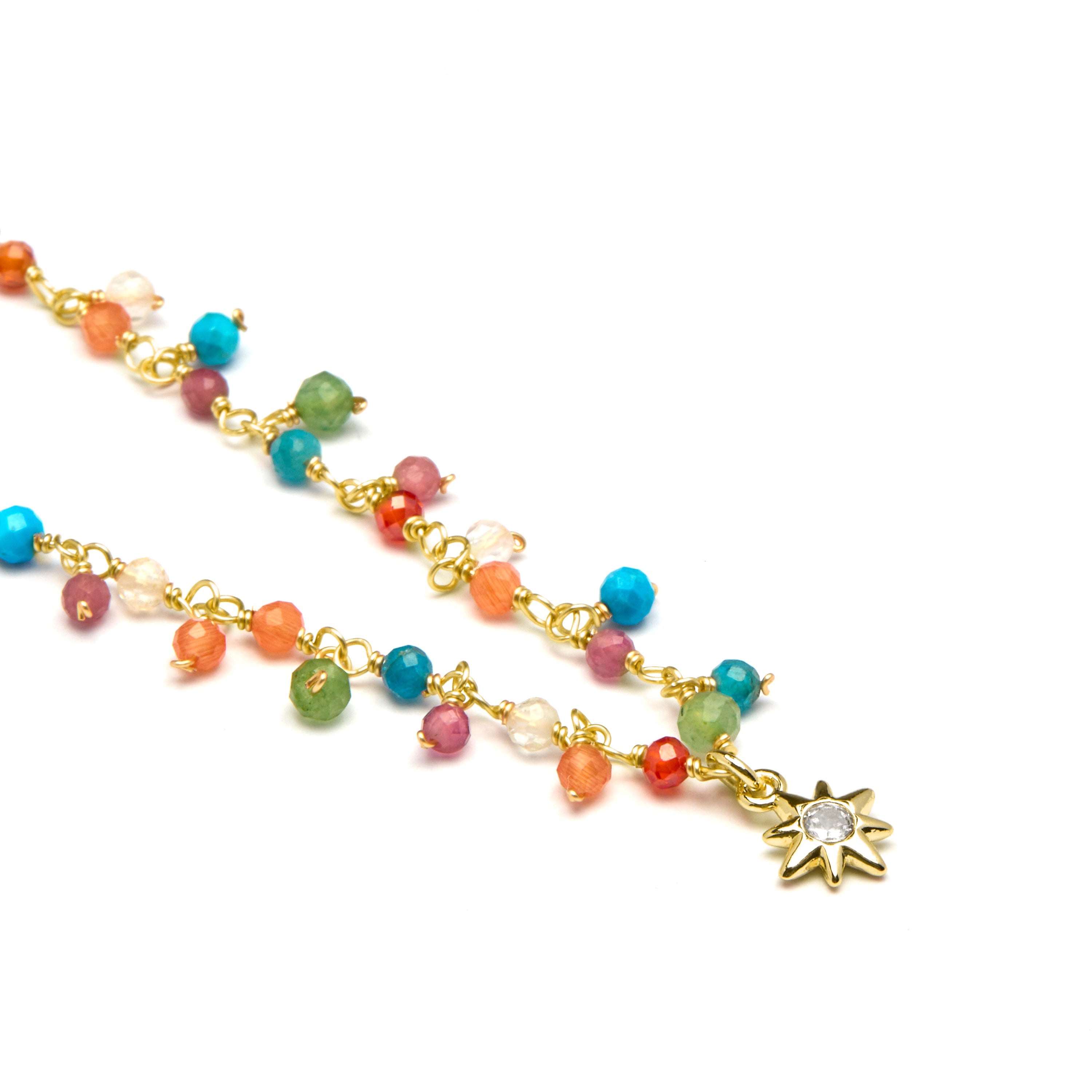 Multicolor Crystal Necklace finished in 18K yellow gold - Lision