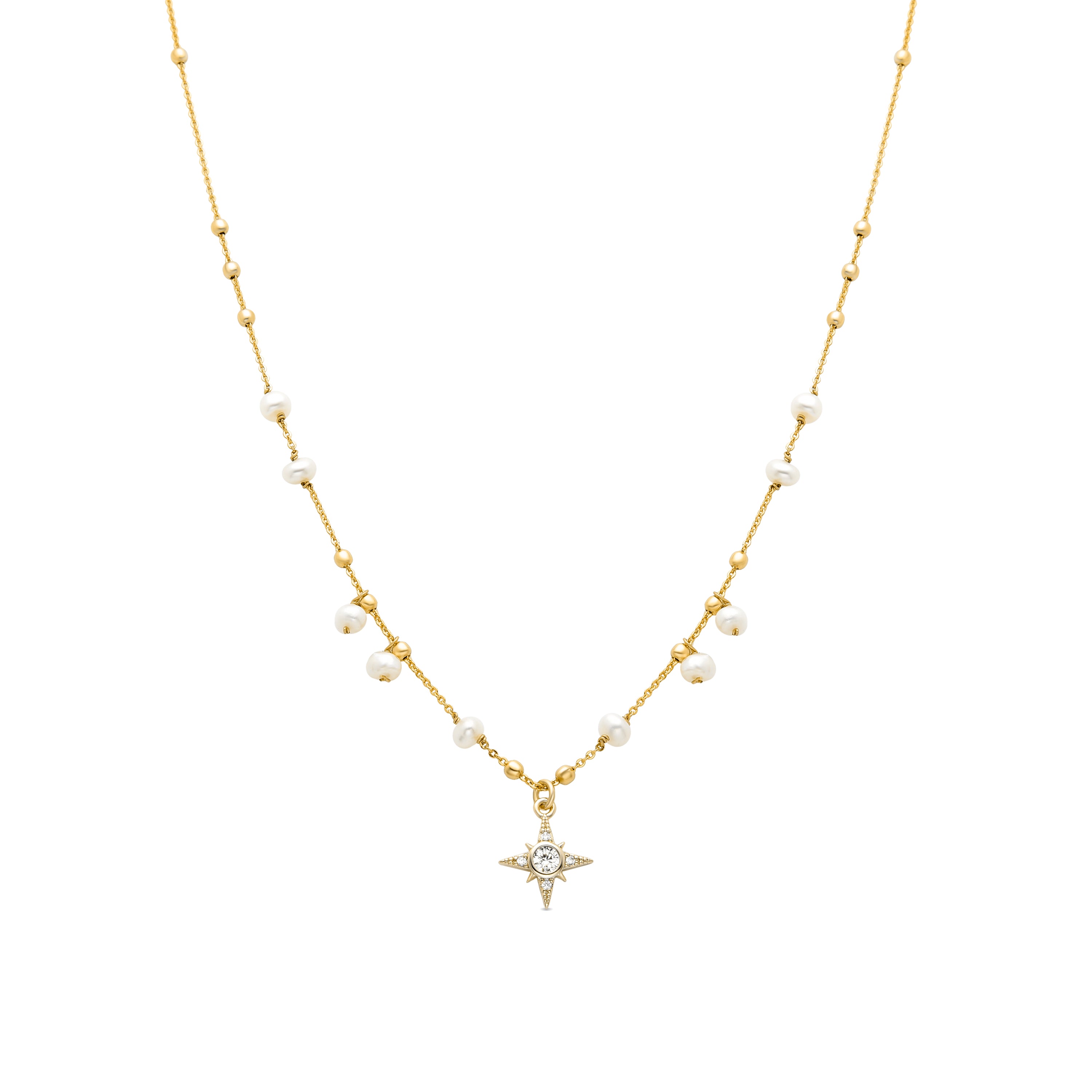 Perlenhalskette mit 18K Gelbgold-Finish - Rokrum