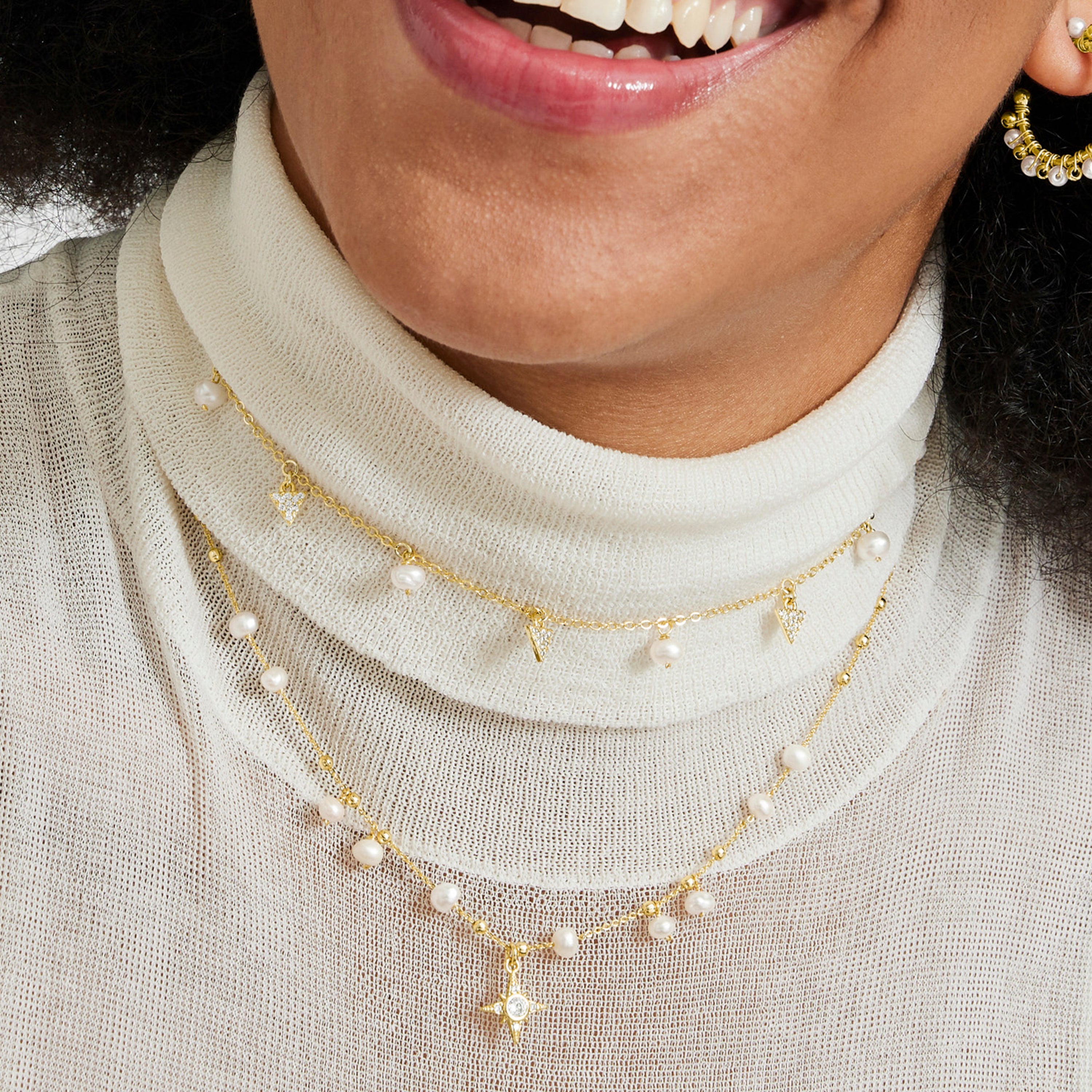 Perlenhalskette mit 18K Gelbgold-Finish - Rokrum