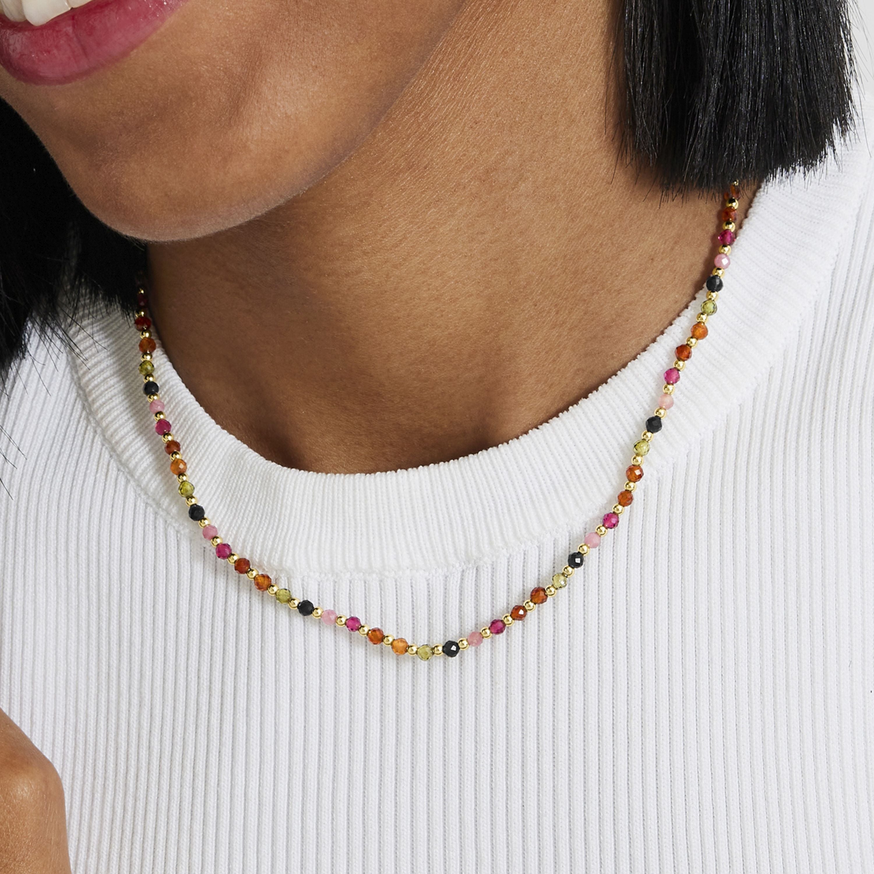 Collar de Cristal Multicolor acabado en oro amarillo 18K - Irfoa