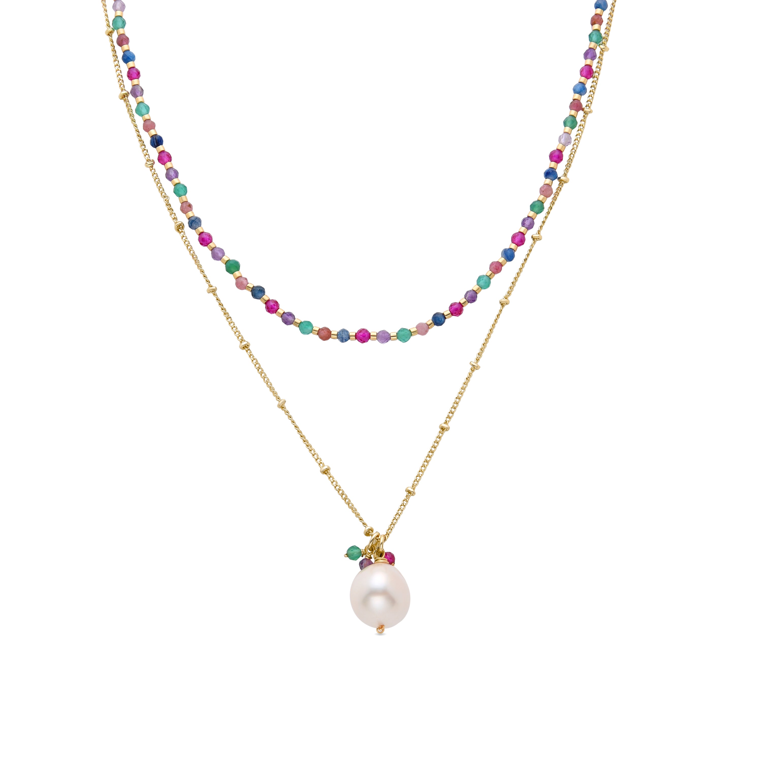 Colar de Perla Blanca acabado em ouro amarelo 18K - Zain