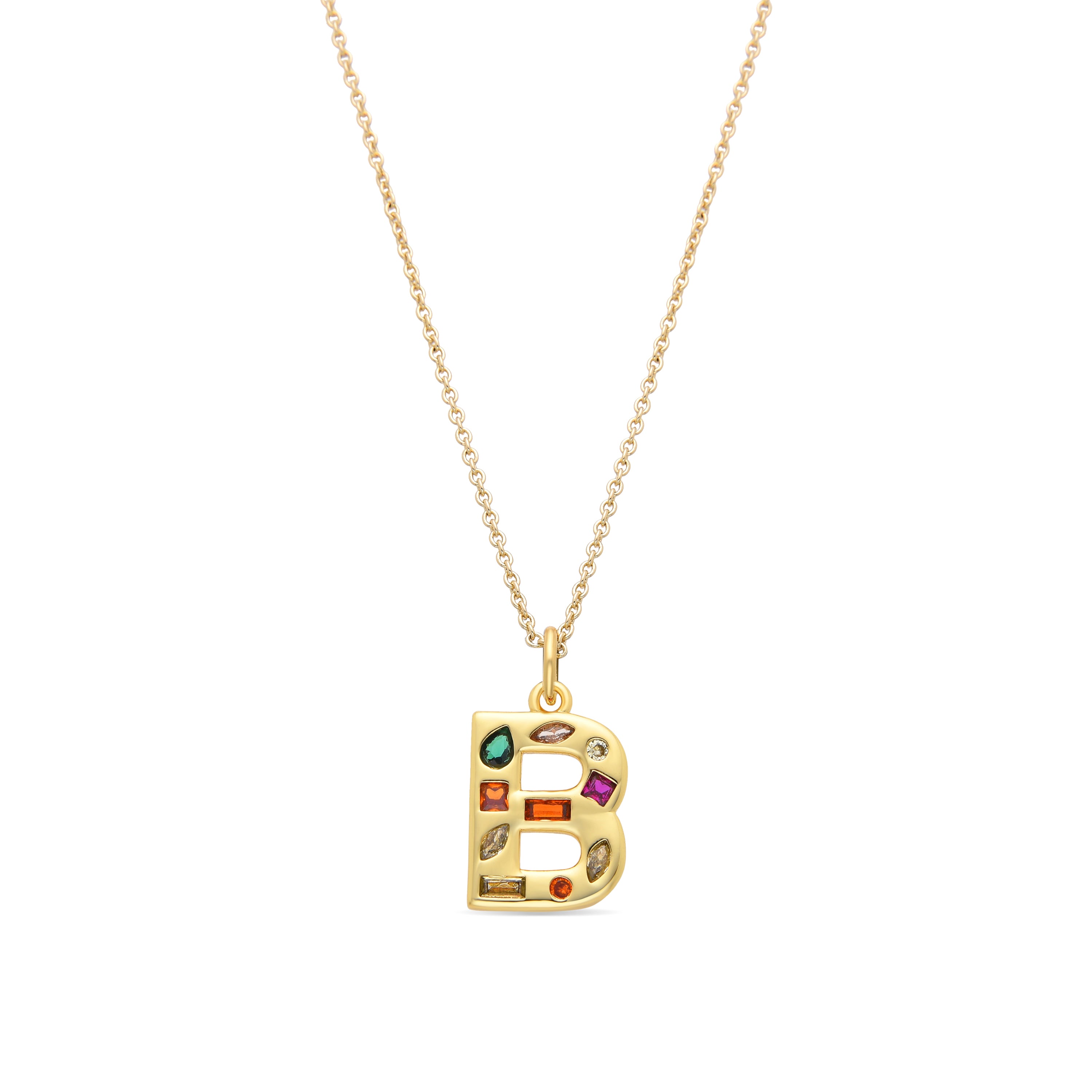 Collier avec zircon multicolore finition or 18k - Alphabet
