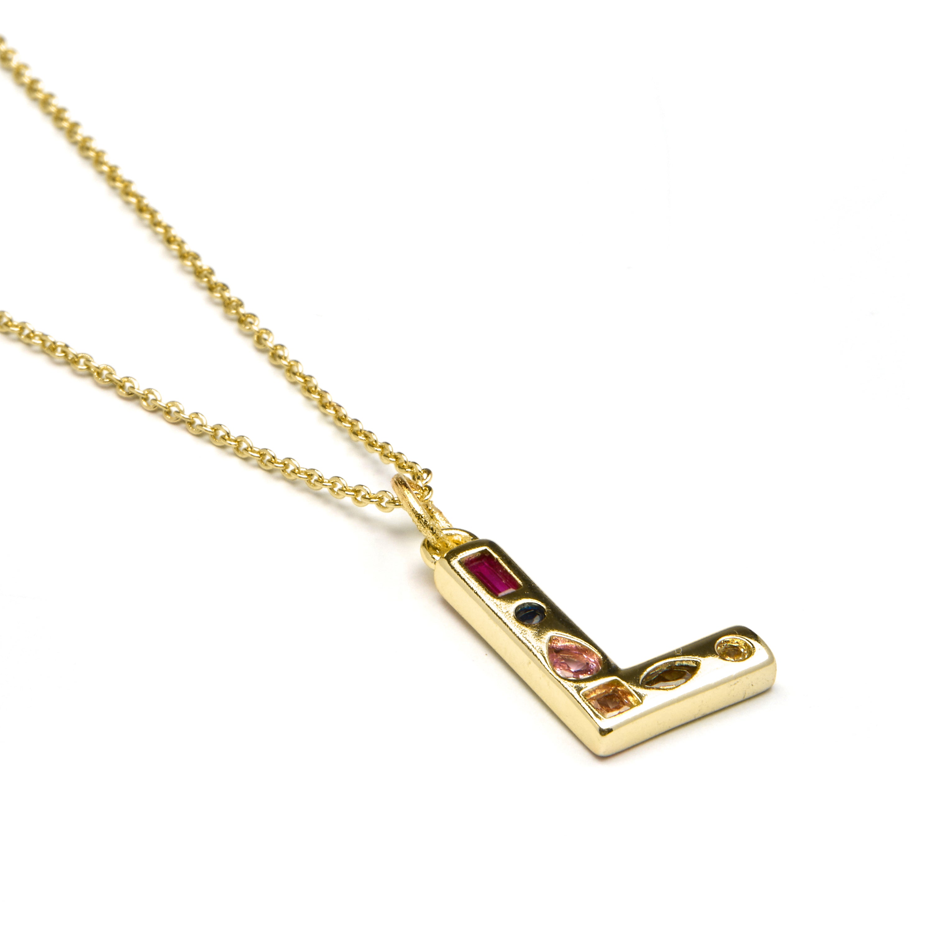 Collier avec zircon multicolore finition or 18k - Alphabet