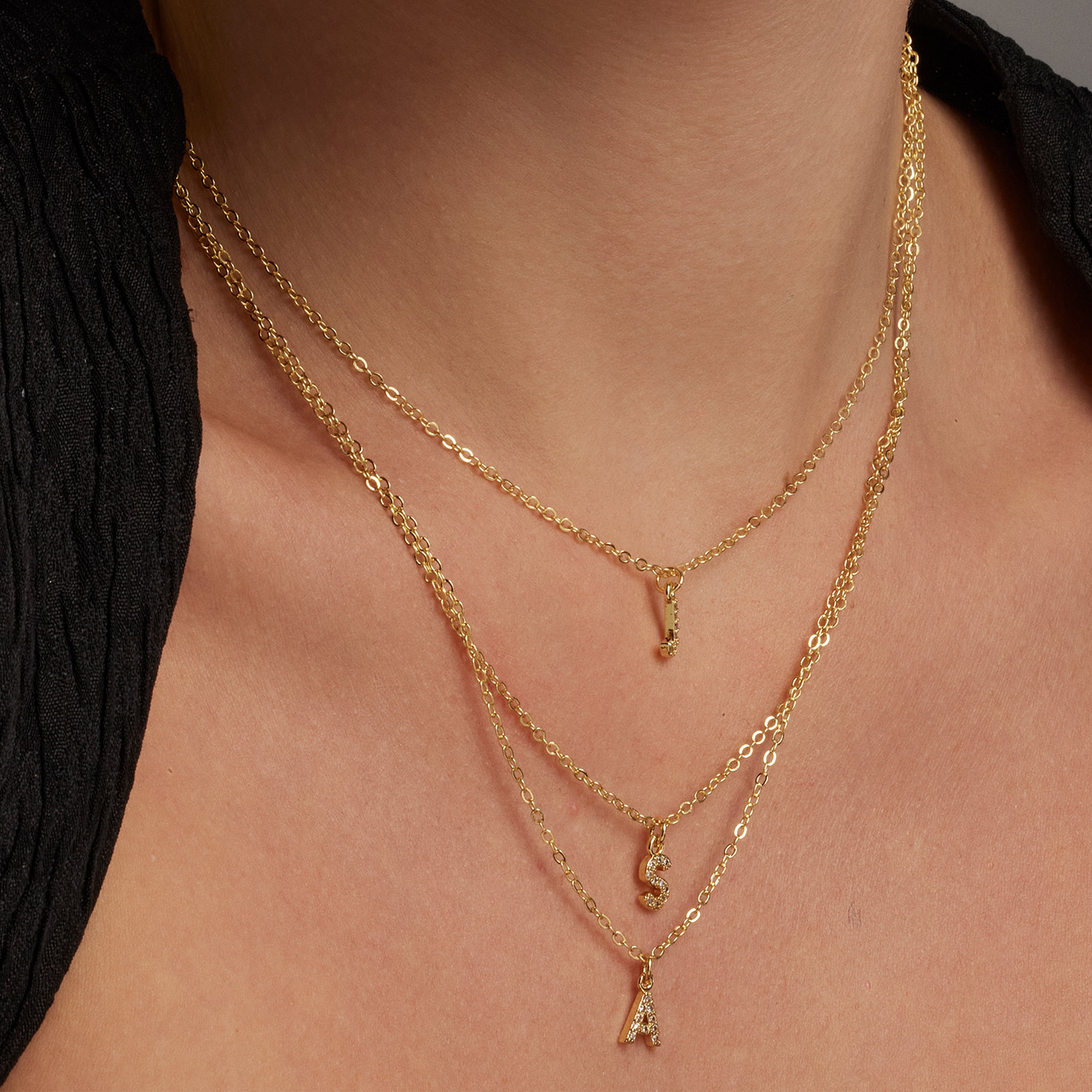Collier avec Zircone Brillante finition or 18k - Alphabet