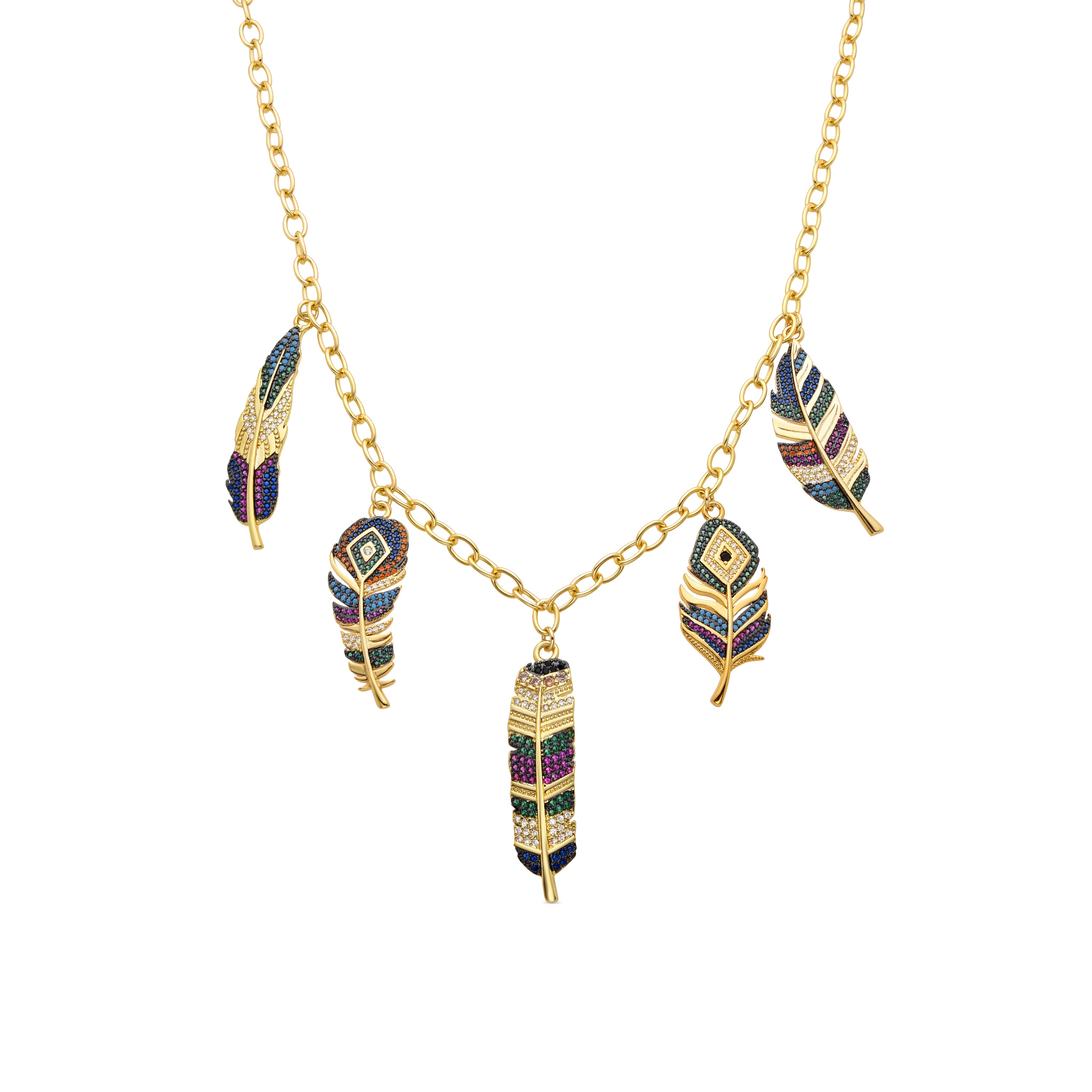 Halskette aus mehrfarbiger Zirkonia mit 18K Gelbgold-Finish - Muisem