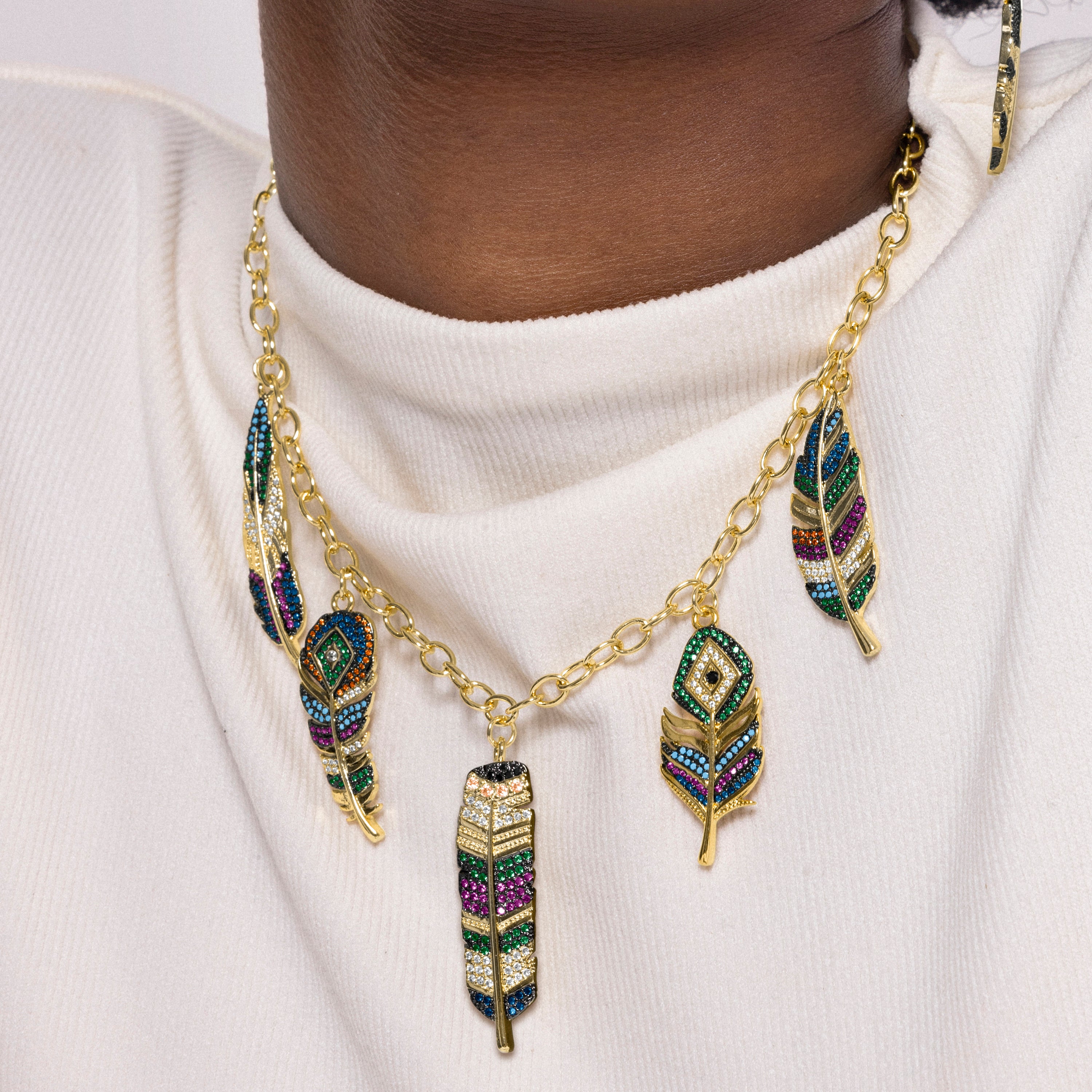 Halskette aus mehrfarbiger Zirkonia mit 18K Gelbgold-Finish - Muisem