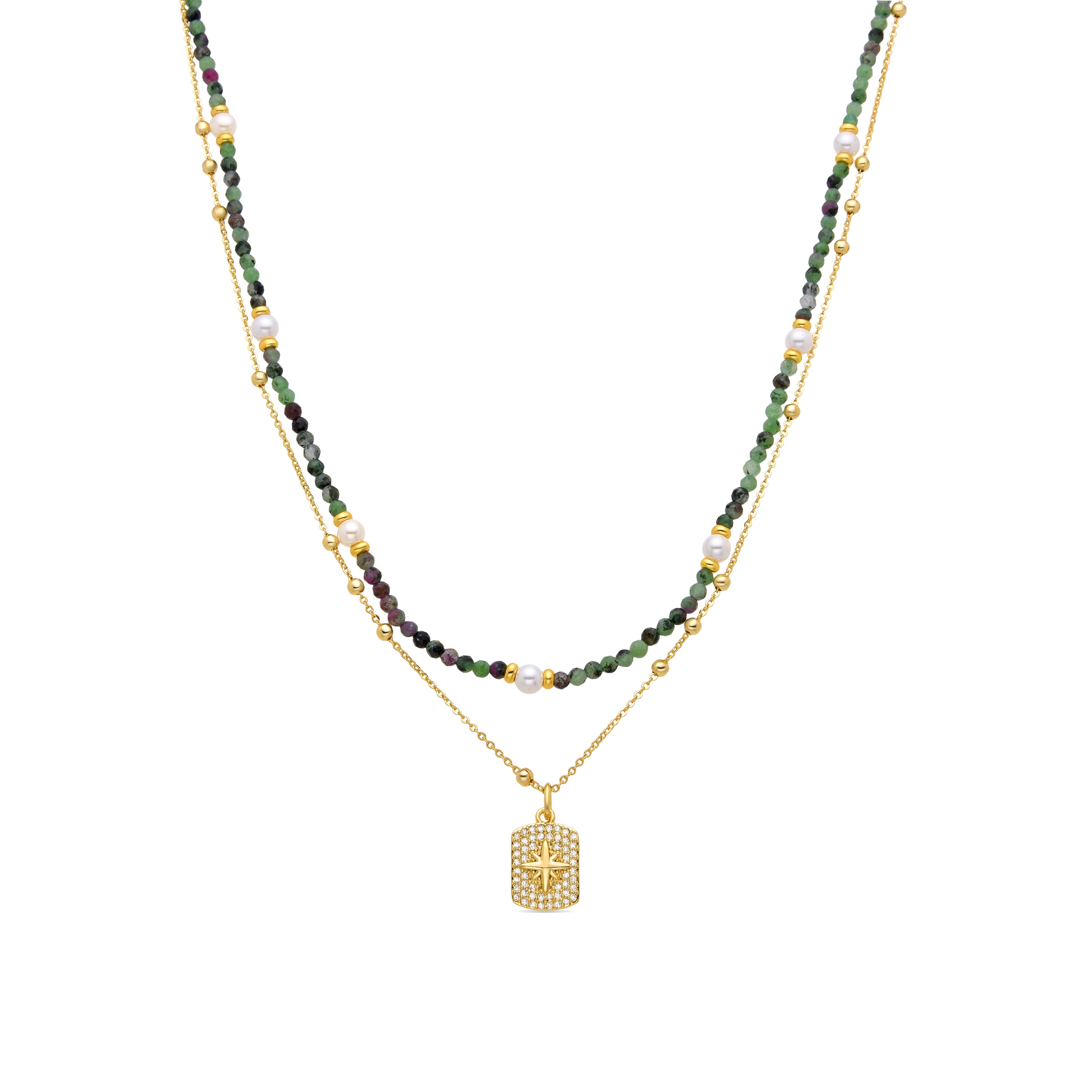 Perlenhalskette mit 18K Gelbgold-Finish - Rayja