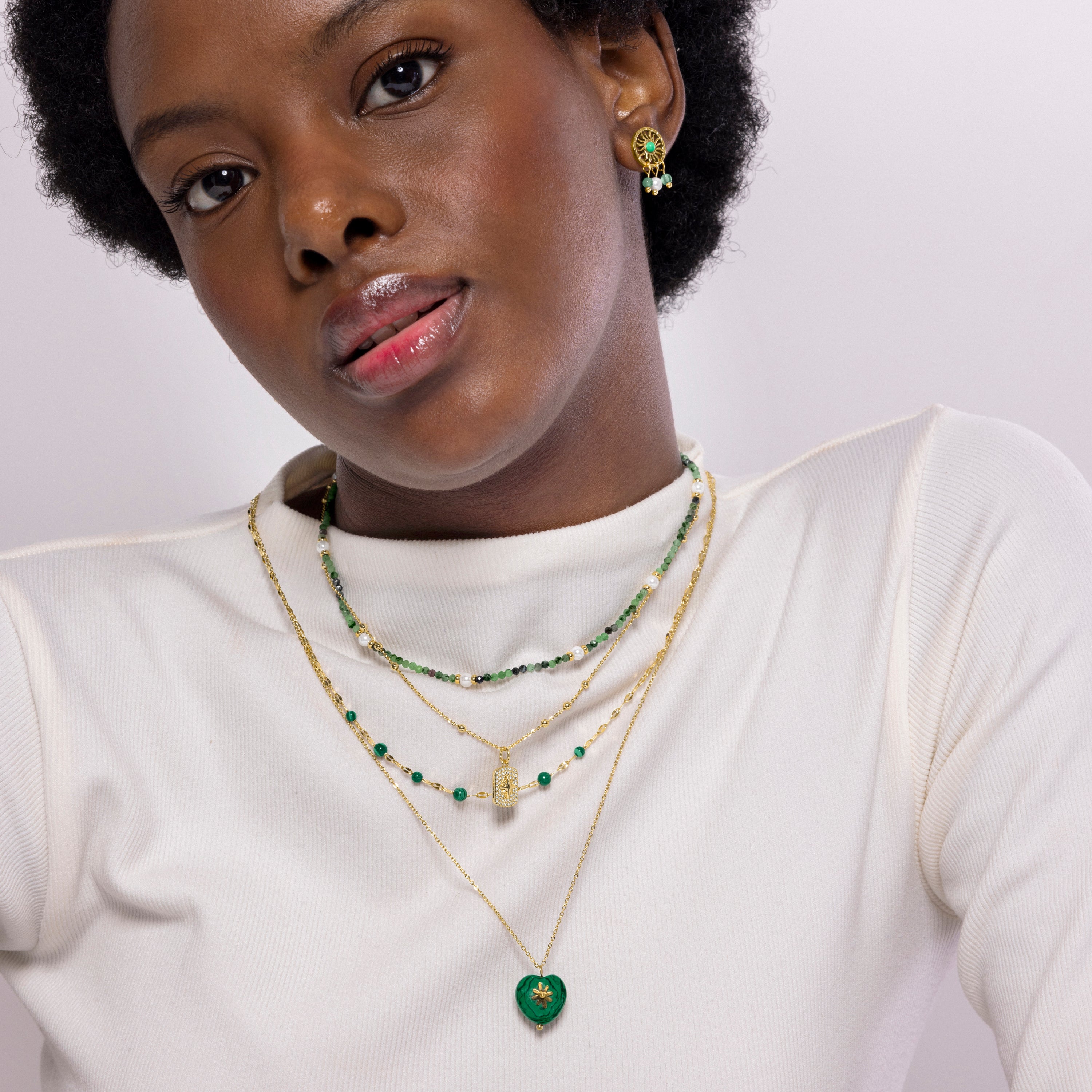 Perlenhalskette mit 18K Gelbgold-Finish - Rayja