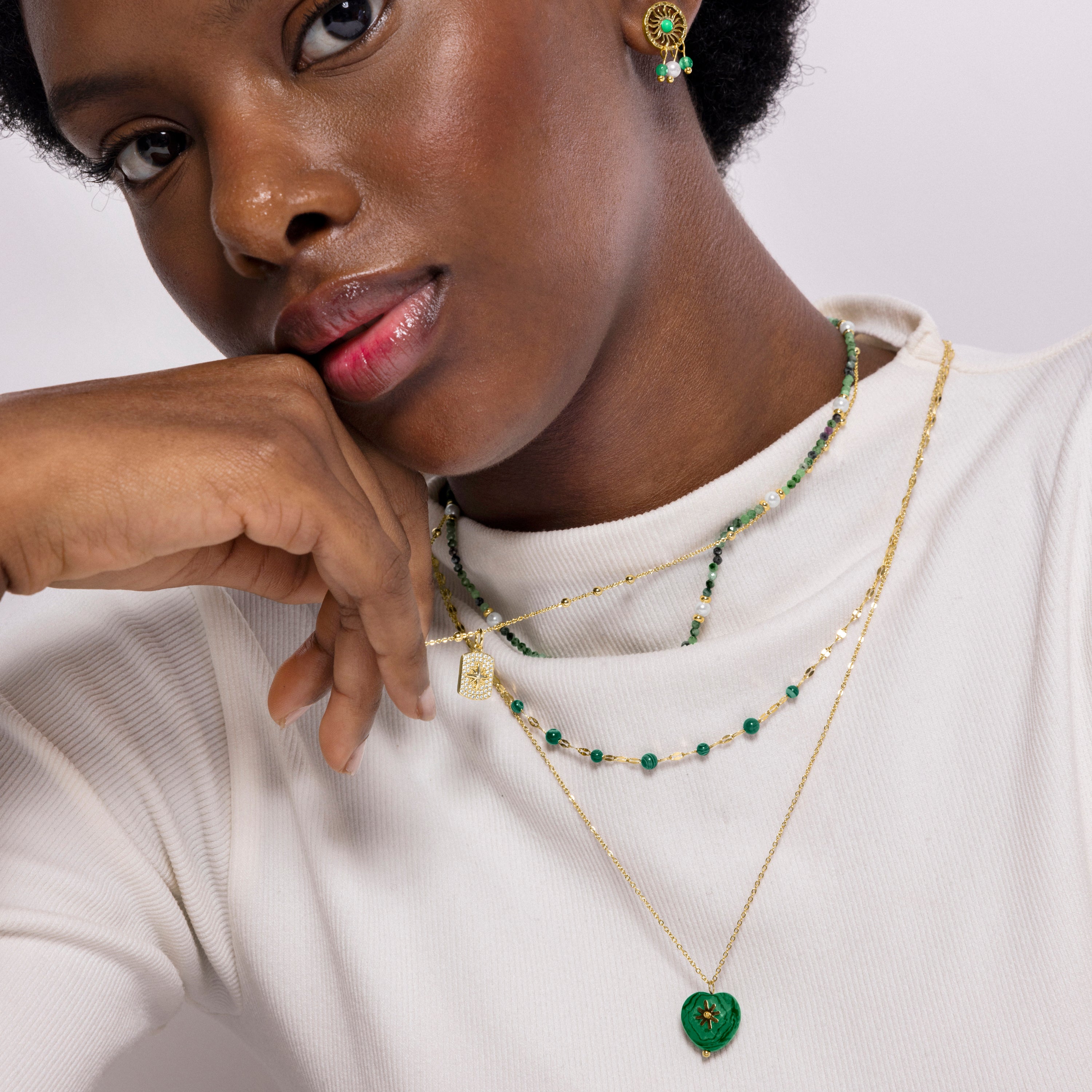 Perlenhalskette mit 18K Gelbgold-Finish - Rayja