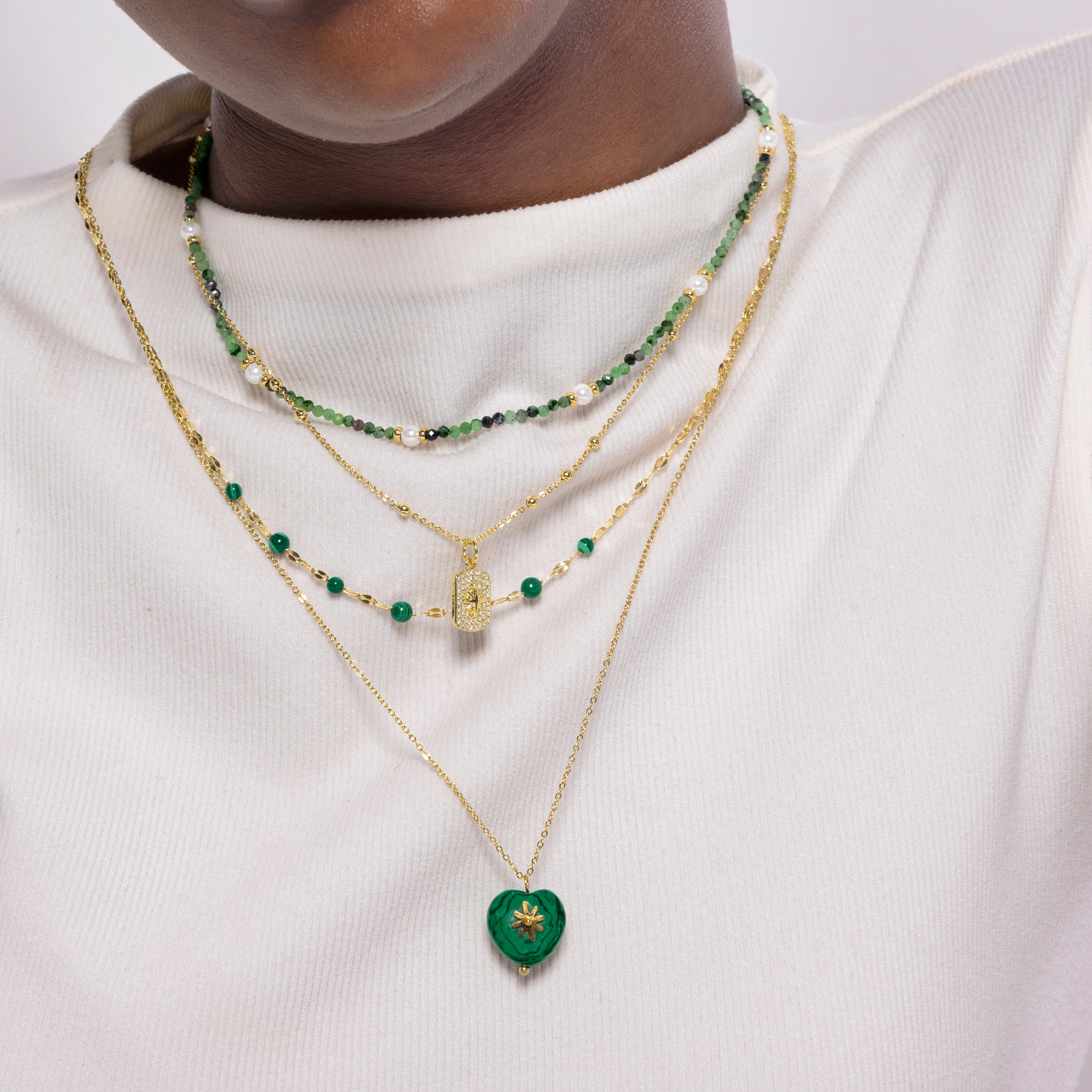 Perlenhalskette mit 18K Gelbgold-Finish - Rayja