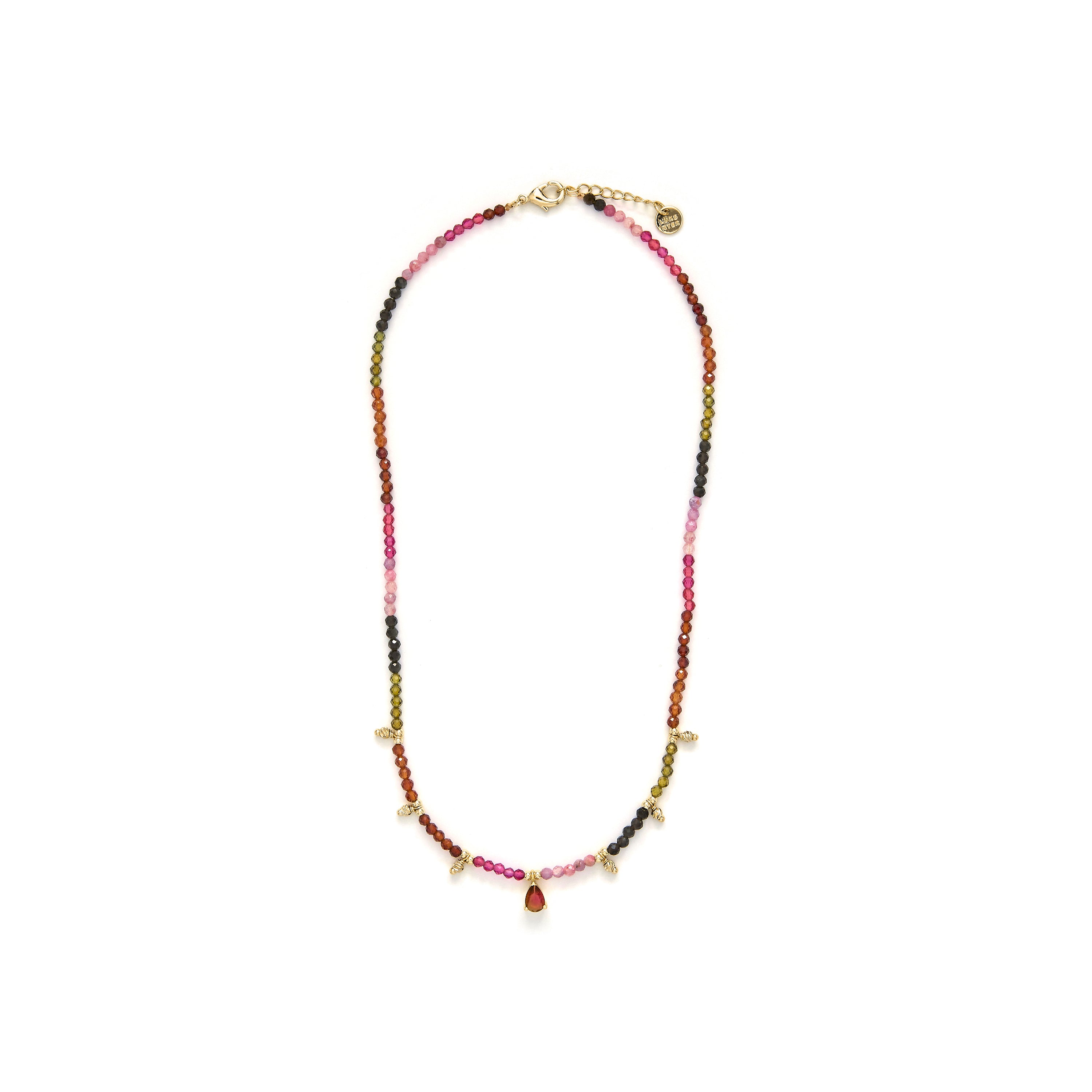 Mehrfarbige Turmalin-Halskette mit 18K Gelbgold-Finish - Baim