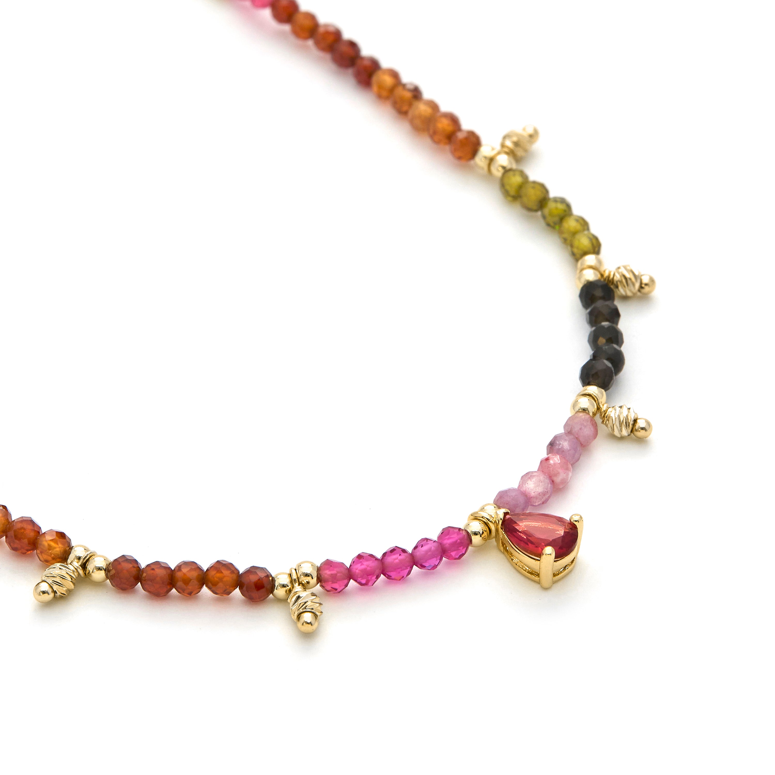 Mehrfarbige Turmalin-Halskette mit 18K Gelbgold-Finish - Baim
