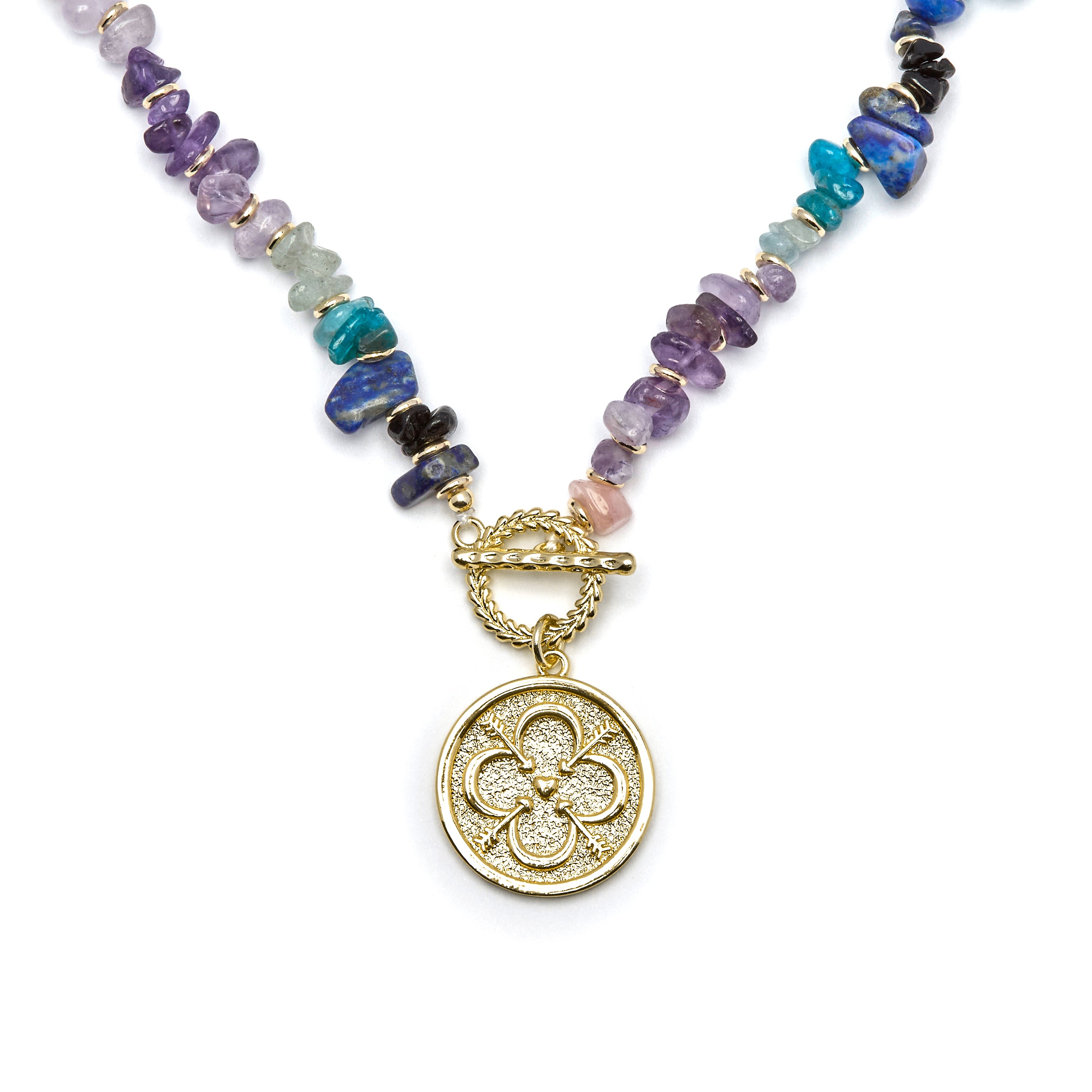 Collier en fluorite fini en or jaune 18K - Diri