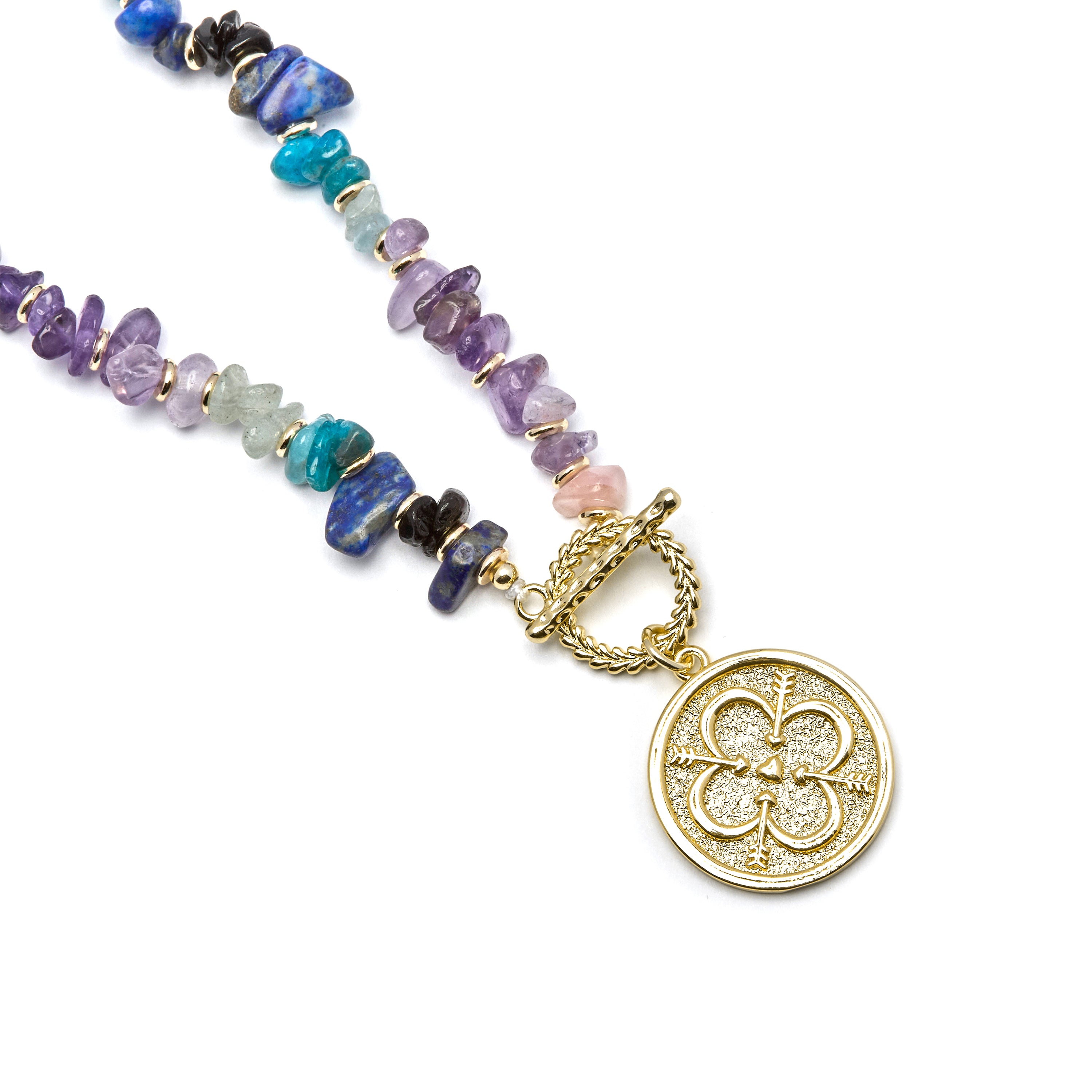 Collier en fluorite fini en or jaune 18K - Diri