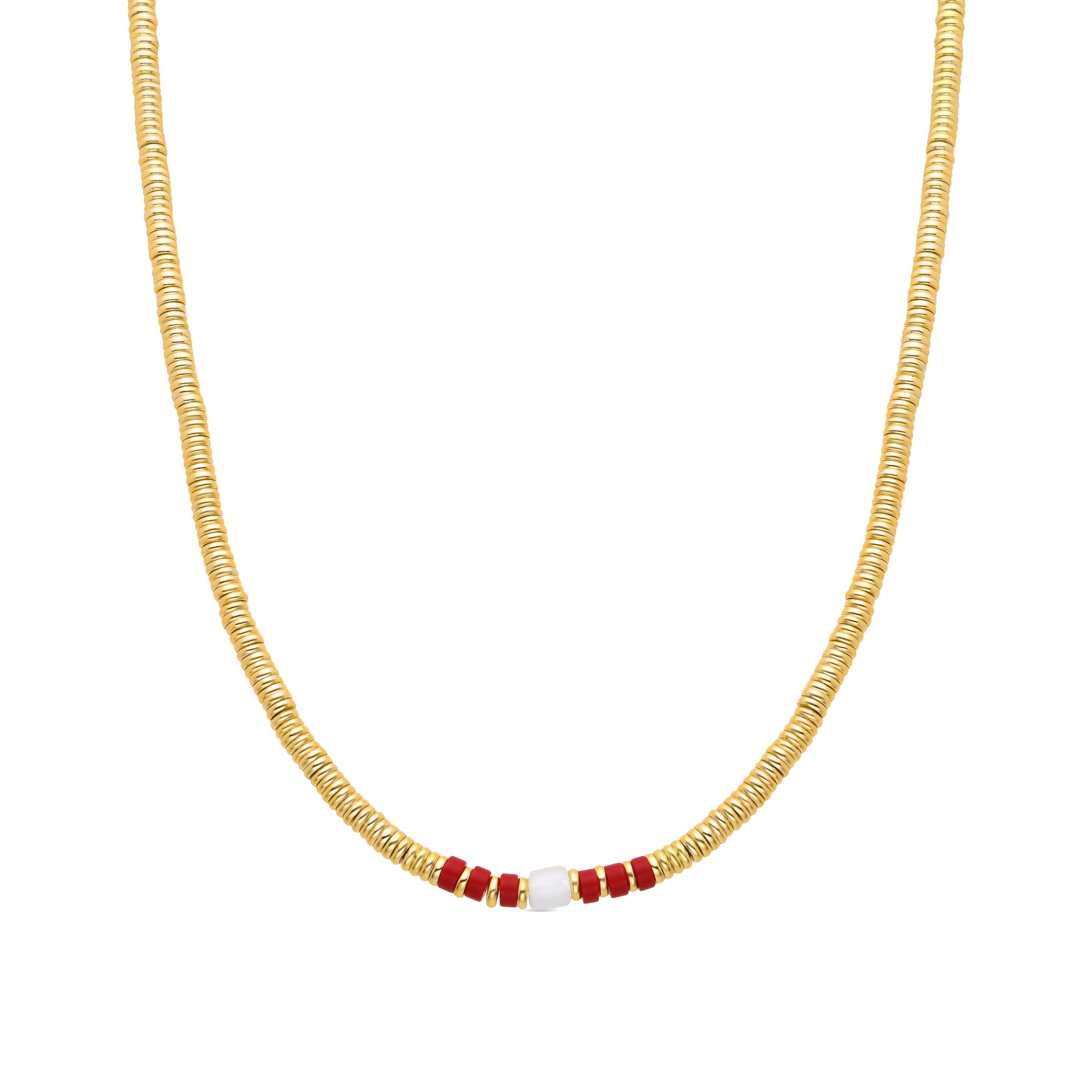 Coral necklace finished in 18K yellow gold - Sumuna