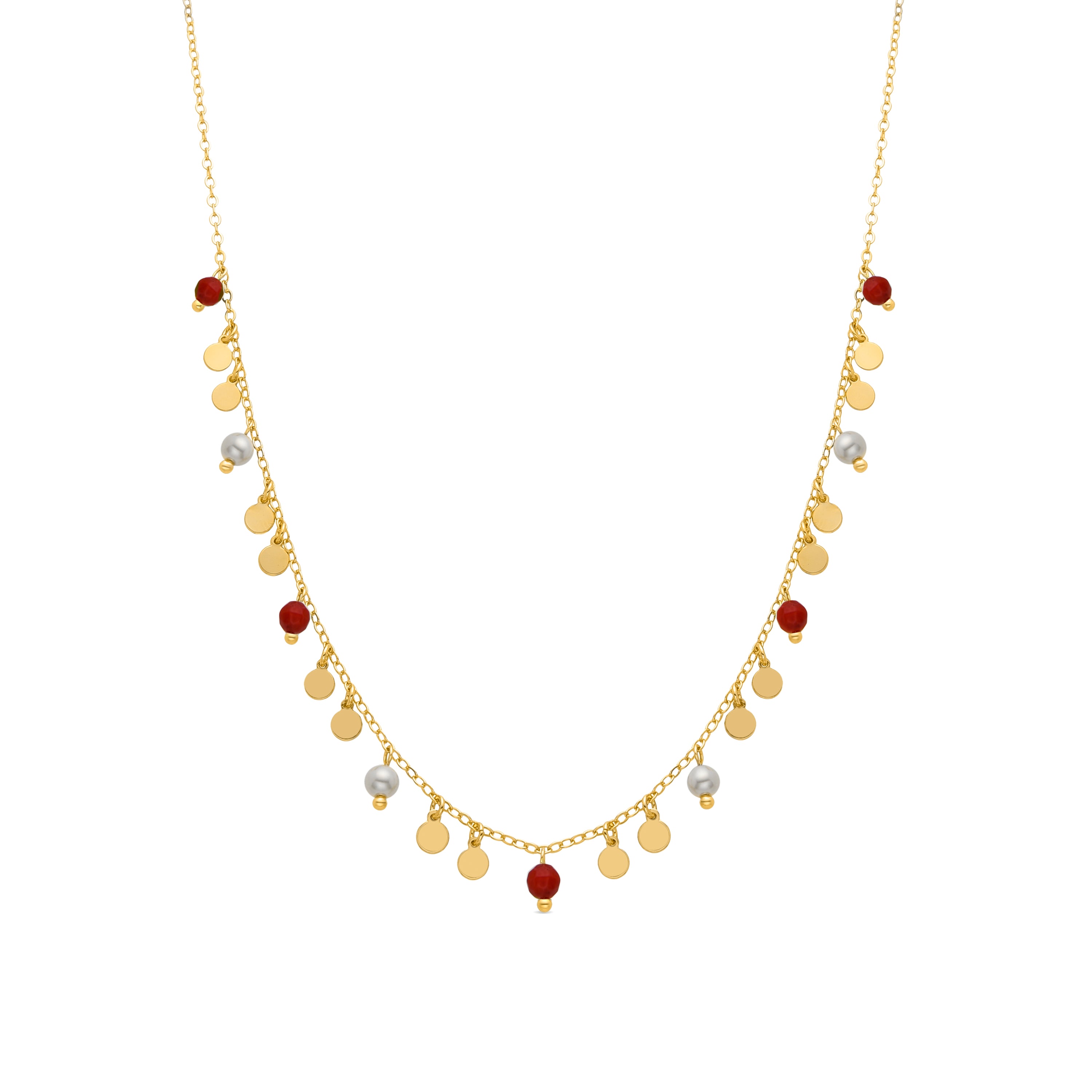 Collier en corail fini en or jaune 18K - Dilna