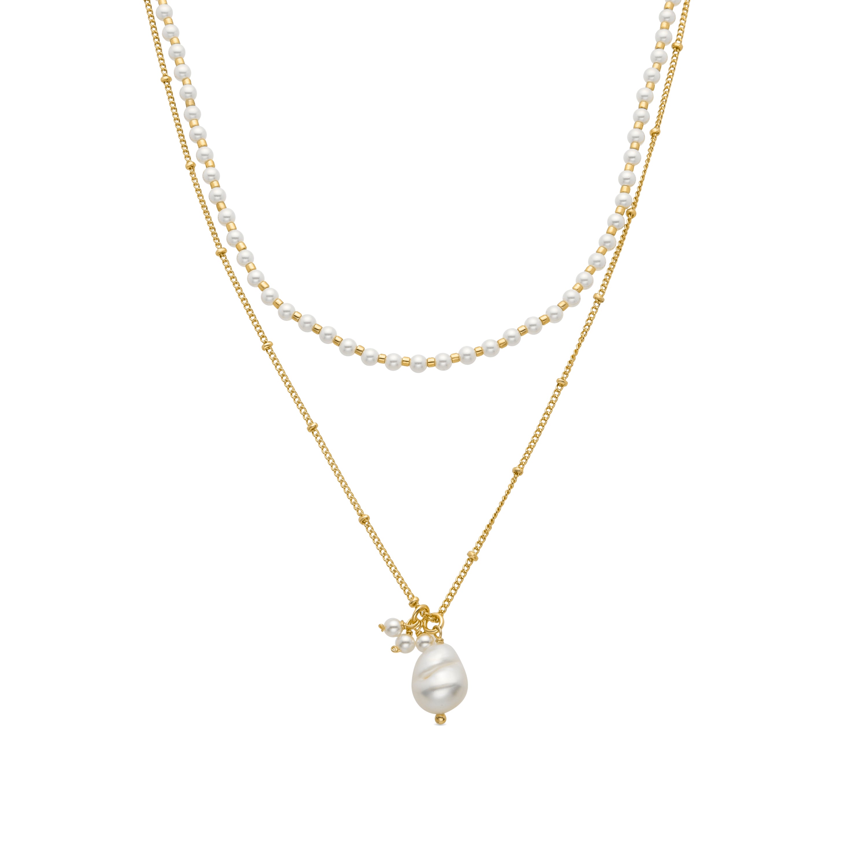 Colar de Perla Blanca acabado em ouro amarelo 18K - Subri