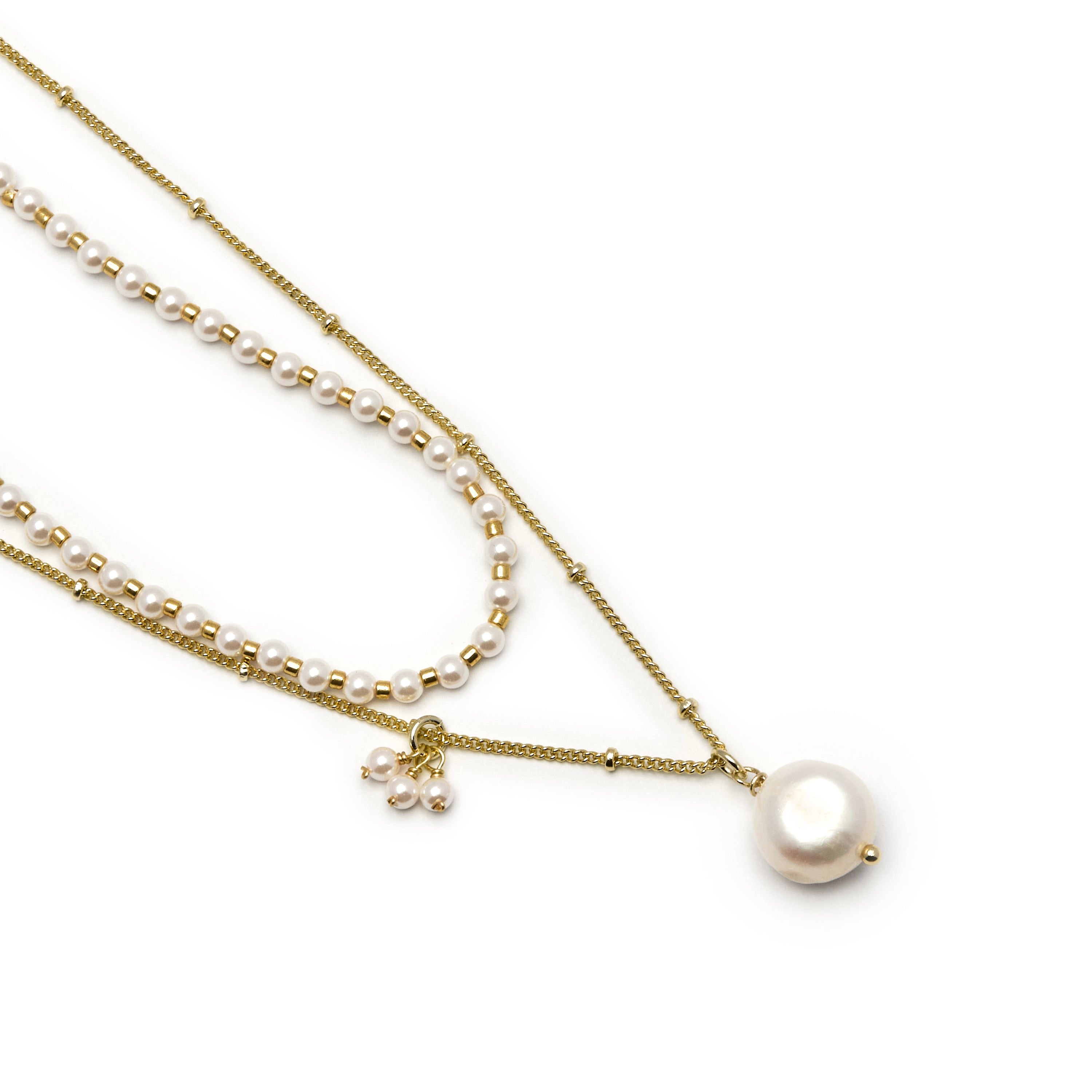 Colar de Perla Blanca acabado em ouro amarelo 18K - Subri
