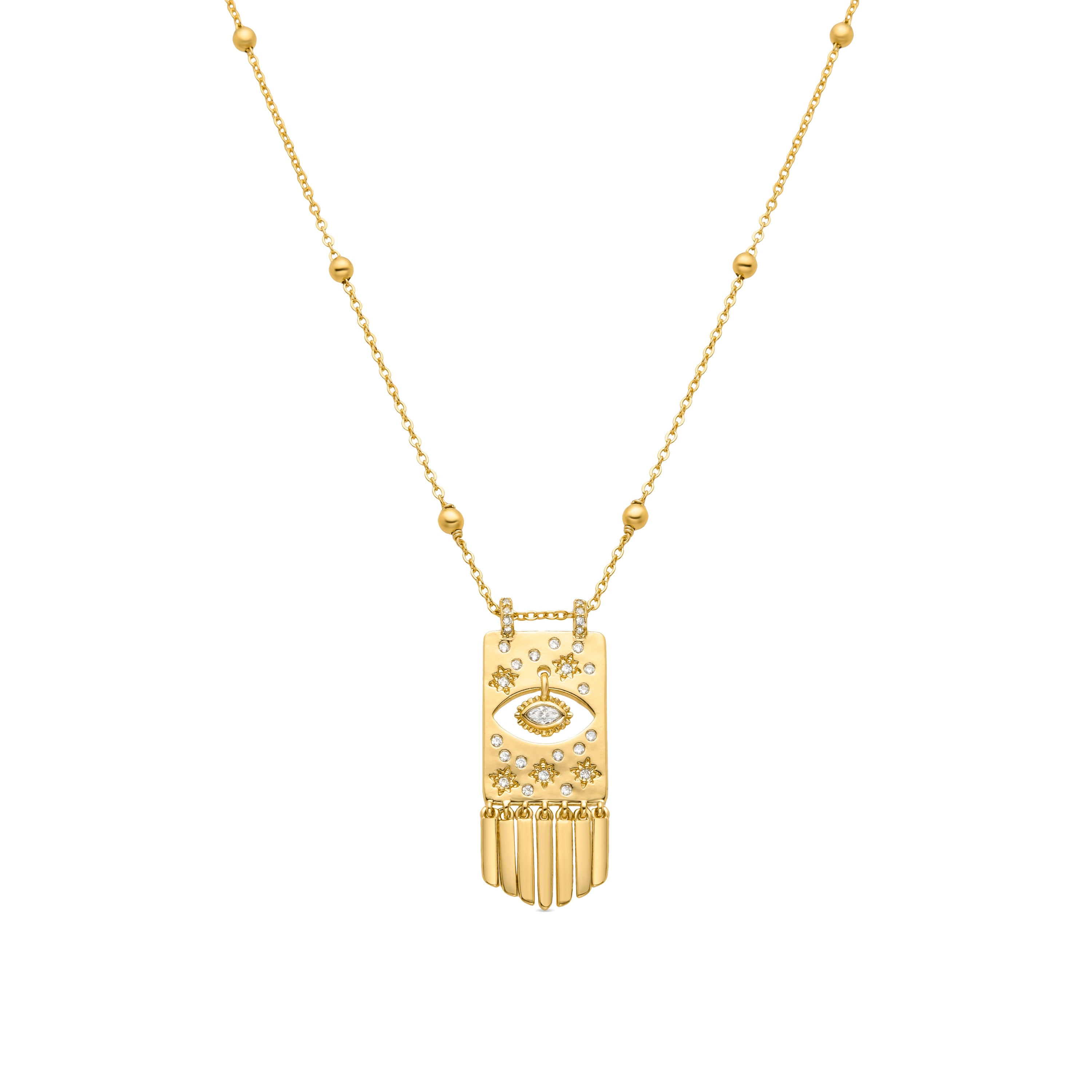 Colar de zircónia brilhante com acabamento em ouro amarelo 18K - Sufariz