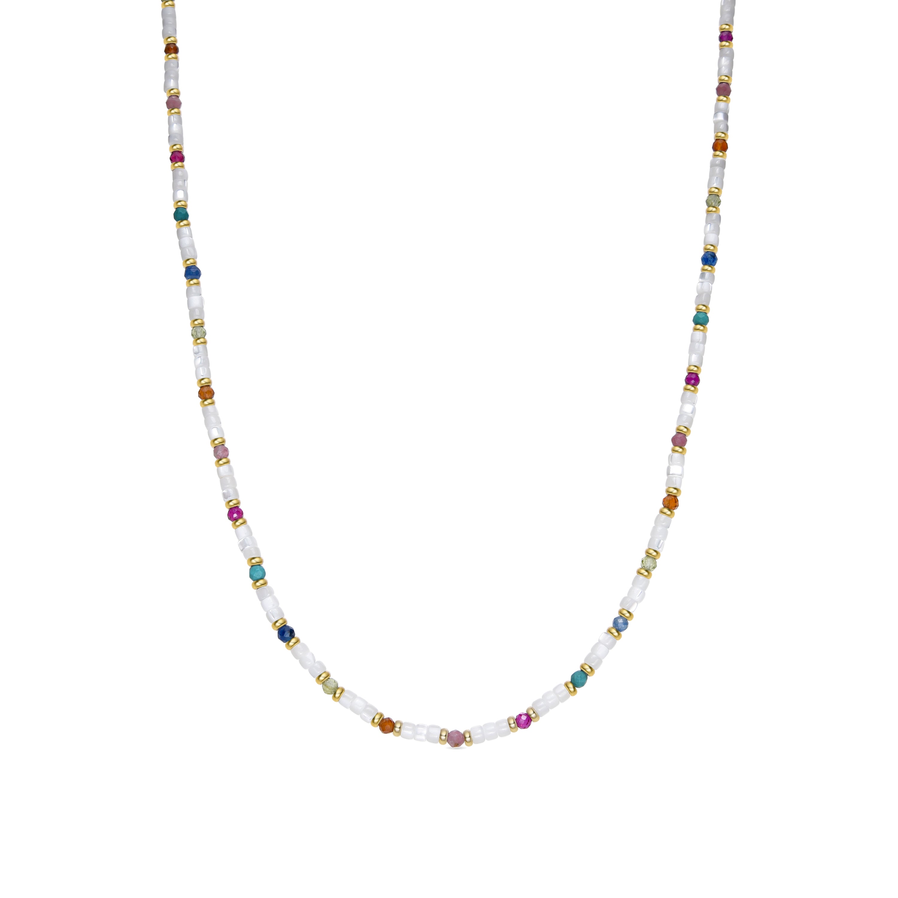 Collier avec Nacre Blanche finition or 18k - Xolau