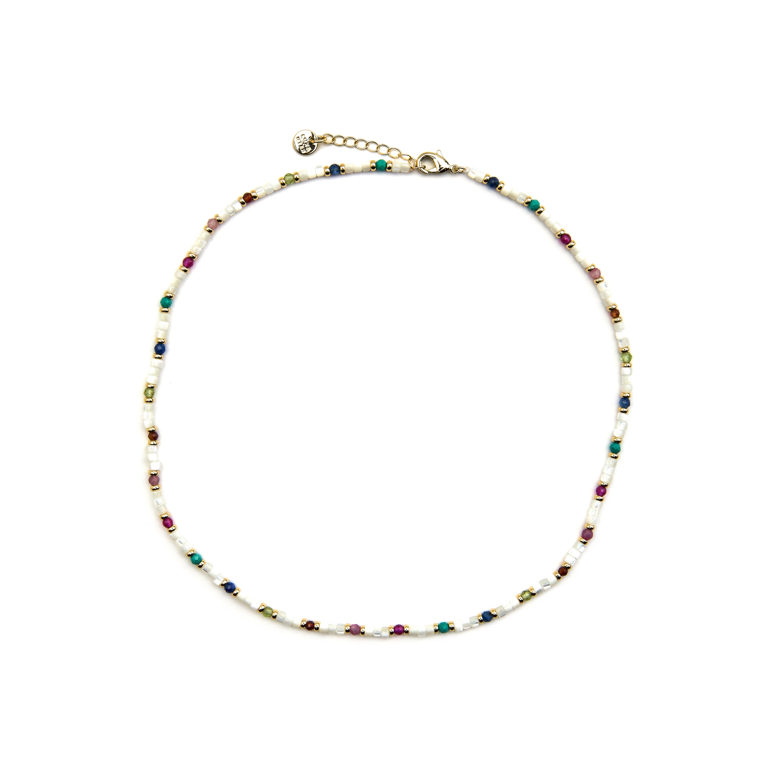 Collier avec Nacre Blanche finition or 18k - Xolau